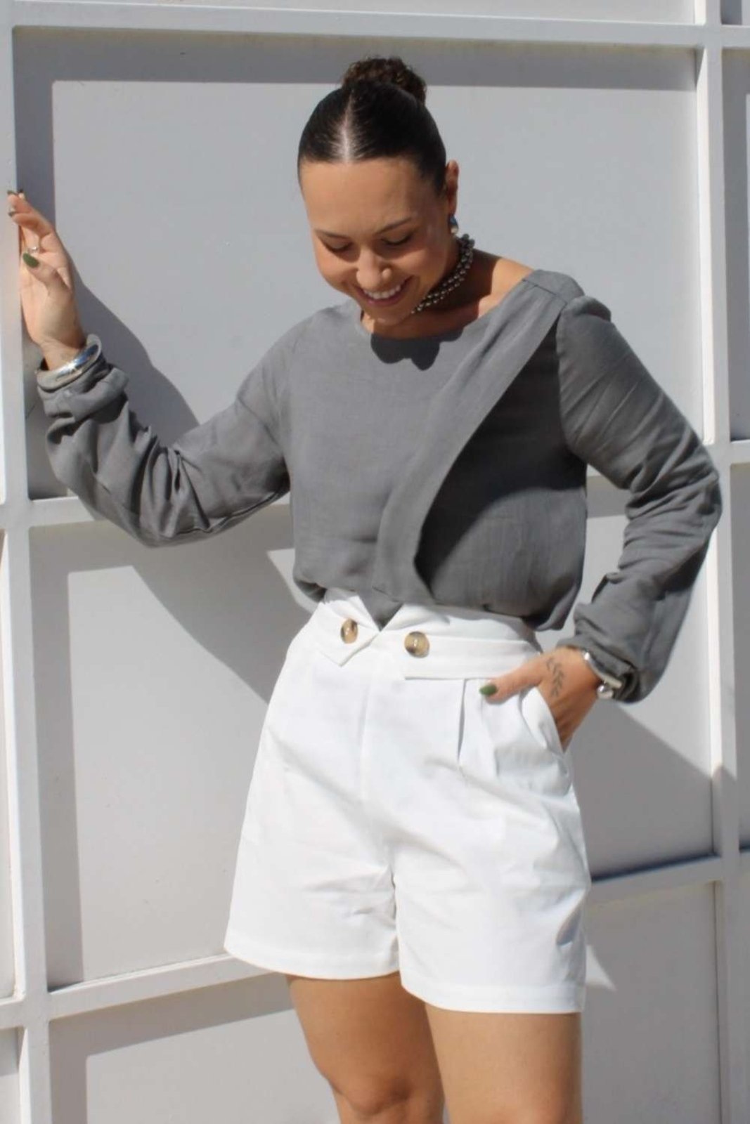 Blusa Vanibele Viscose Cinza