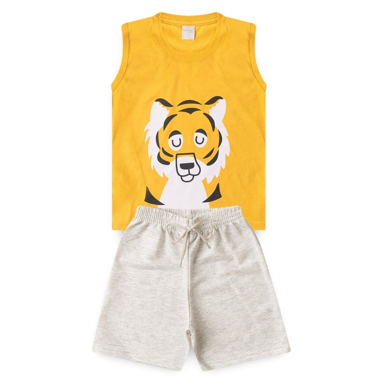 Vista 3 Infantil - Conjunto Molekada Verão Menino Regata e Bermuda Tigre laranja Molekada laranja