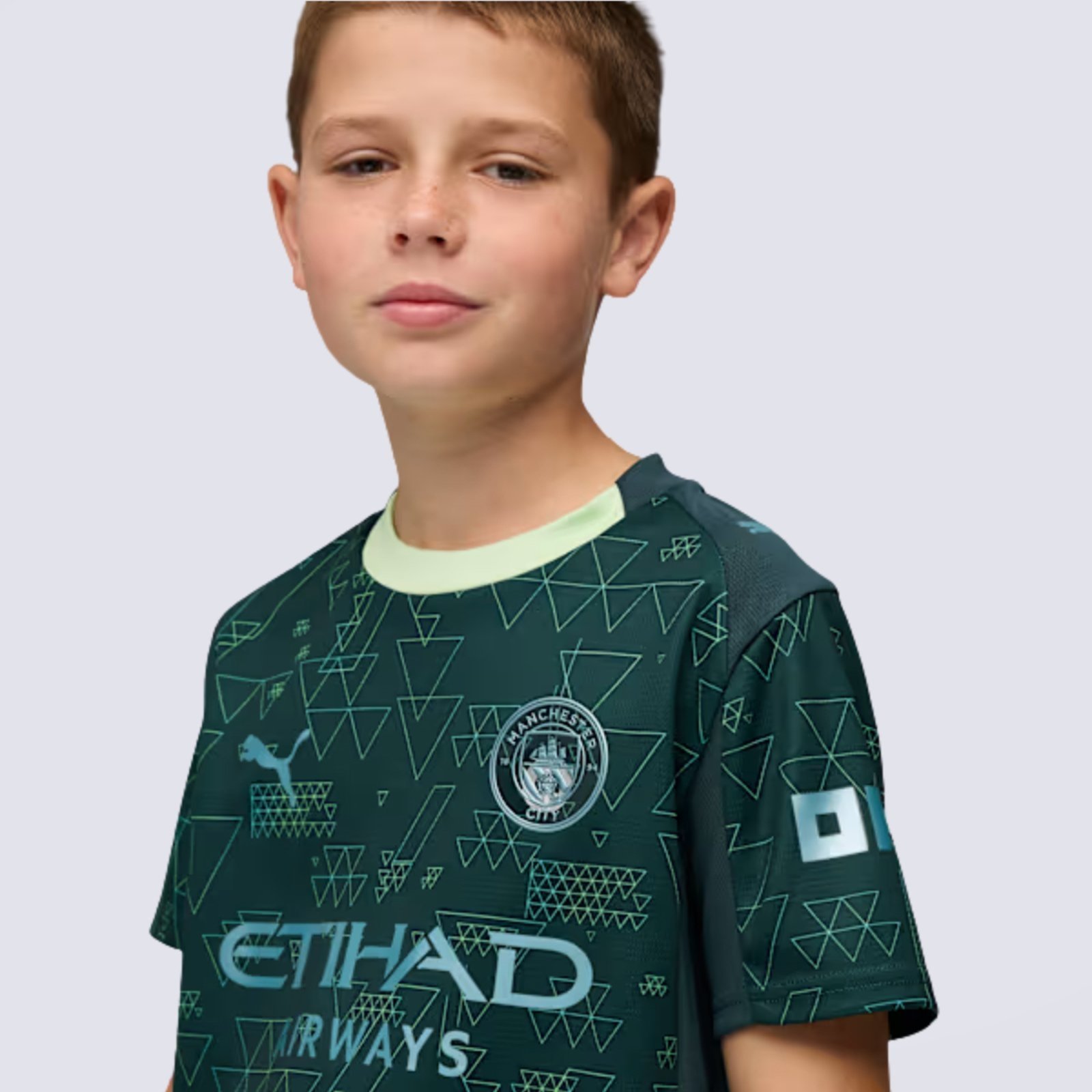 Vista 3 Camisa Puma Manchester City 4TH 2026 Juvenil Puma verde