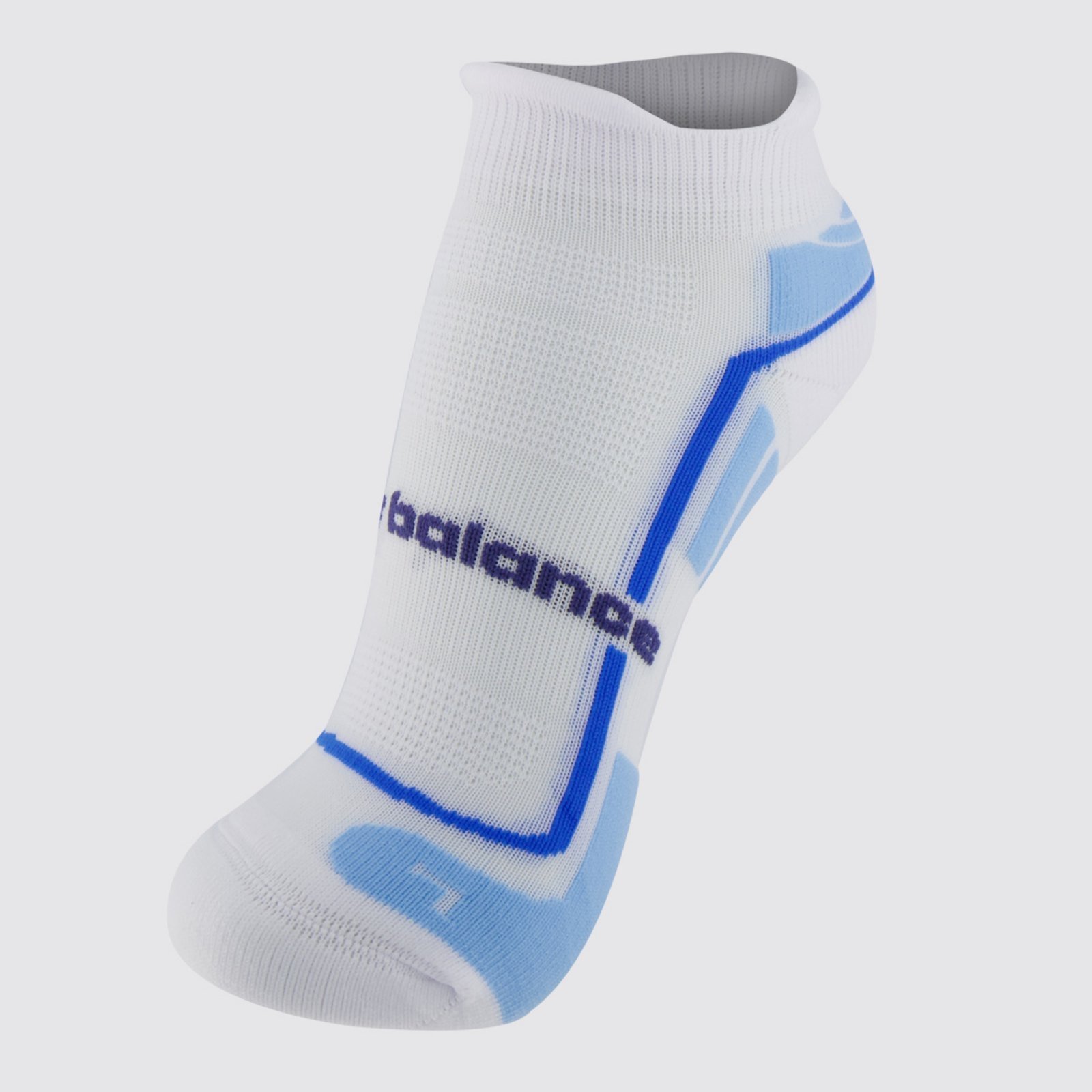 Vista 2 Meia New Balance Cano Invisível Feminina Branca e Azul branco azul New Balance branco azul