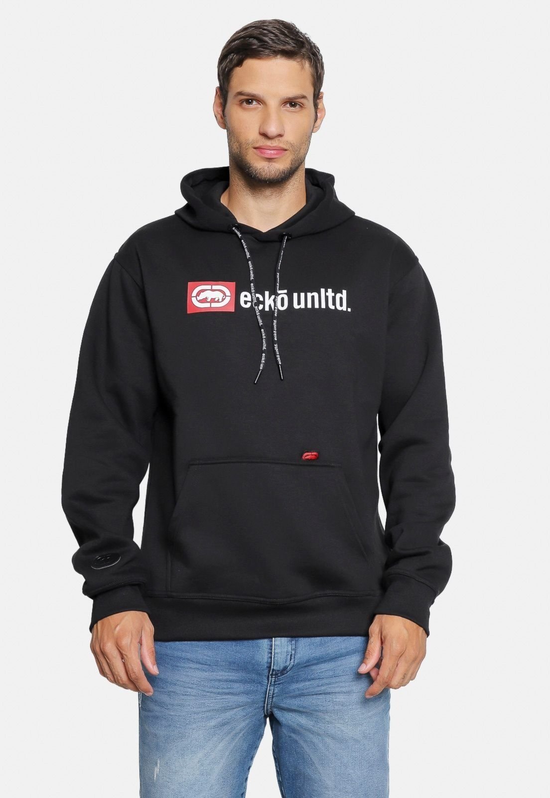 Moletom Ecko Canguru Fechado Básico Preto
