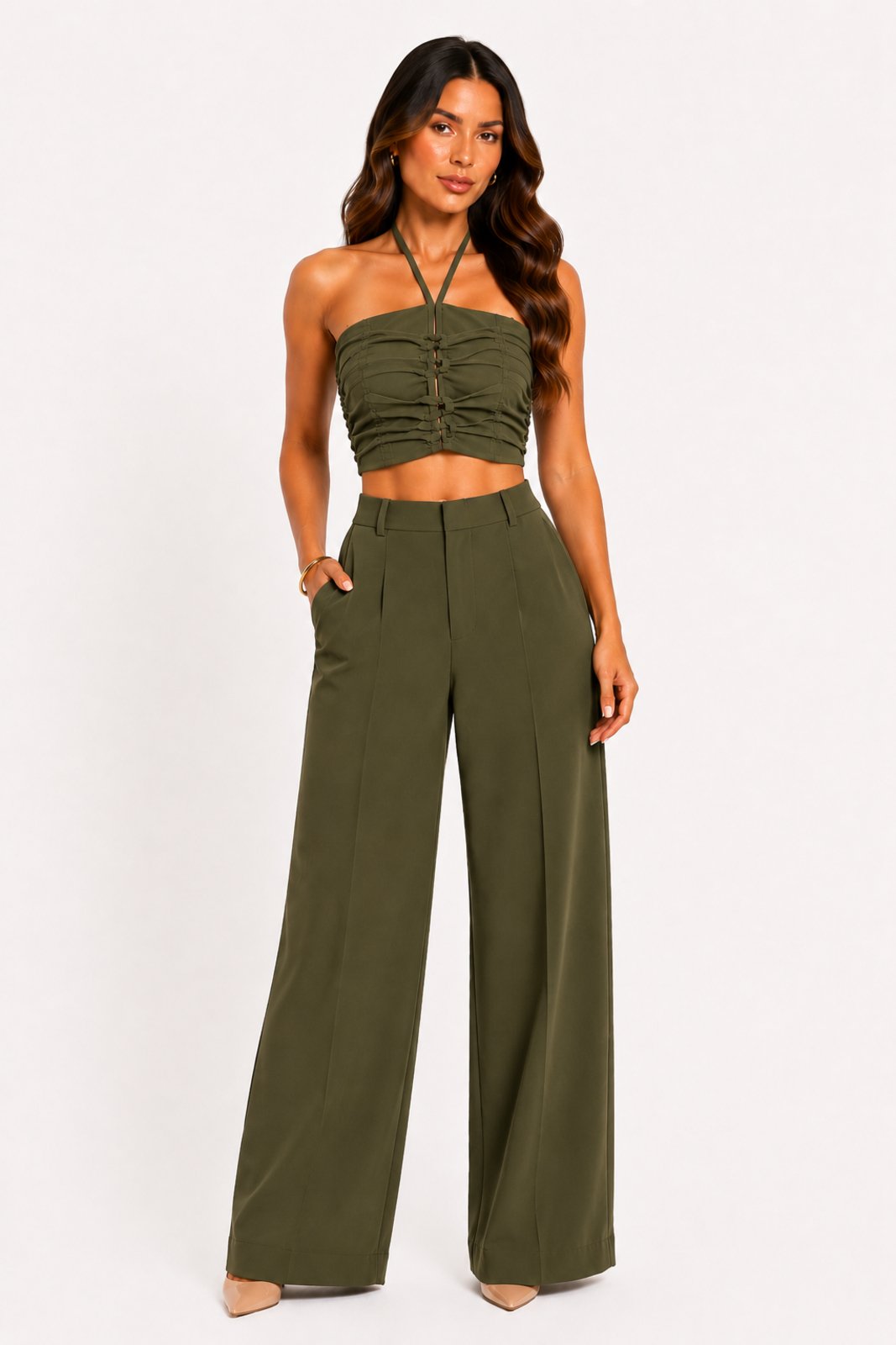 Conjunto Feminino D Bell Outlet Fashion Verde Militar