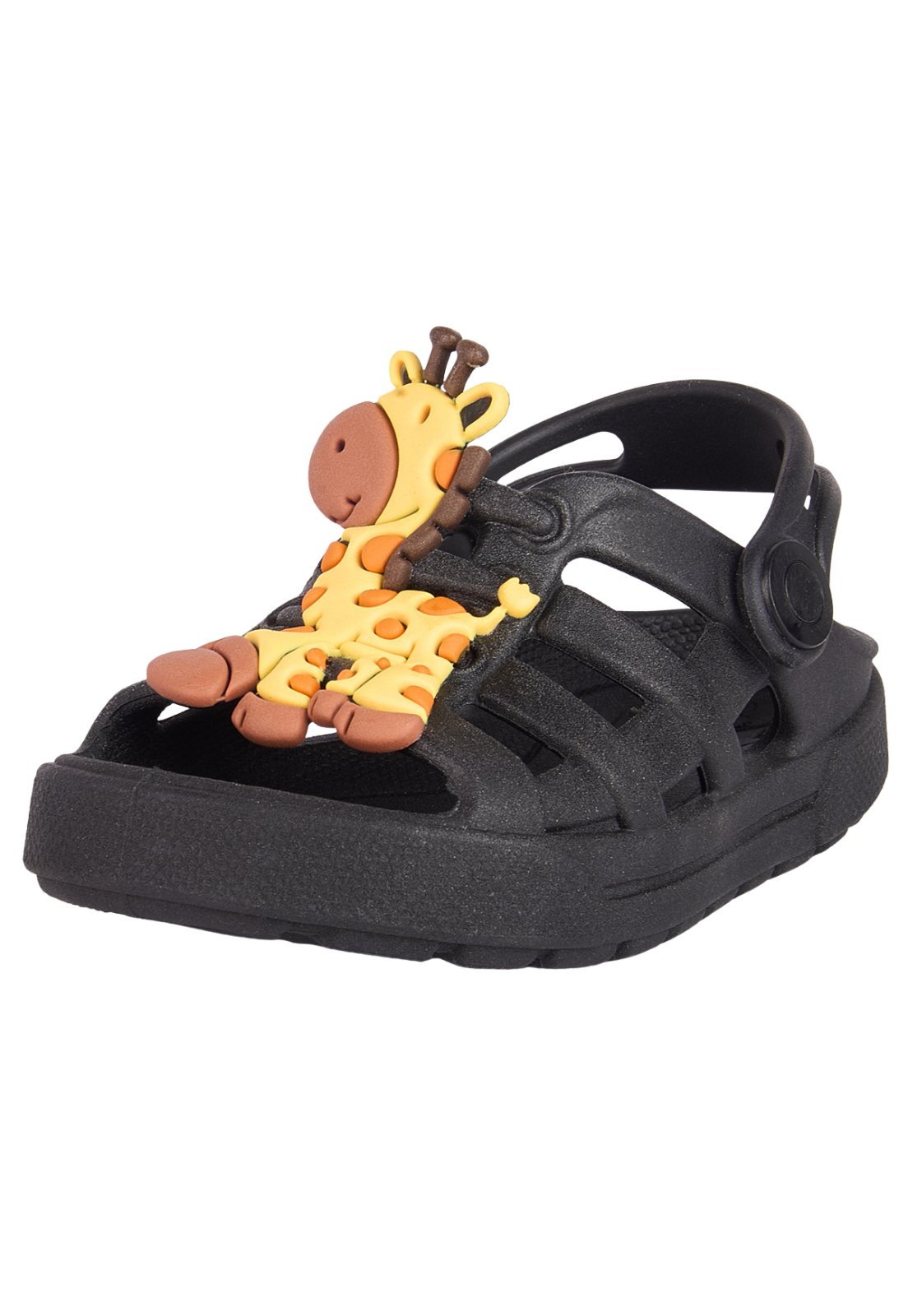 Infantil - Sandália Babuche Plugt Menina Girafa Sorriso Preto