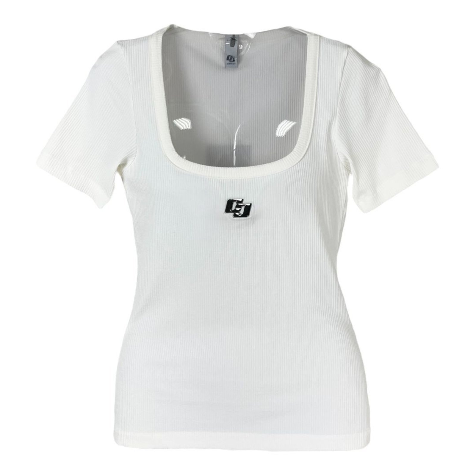 Vista 3 Blusa Canelada Justa Com Detalhe Em Logo Colcci Off Shell branco Colcci branco