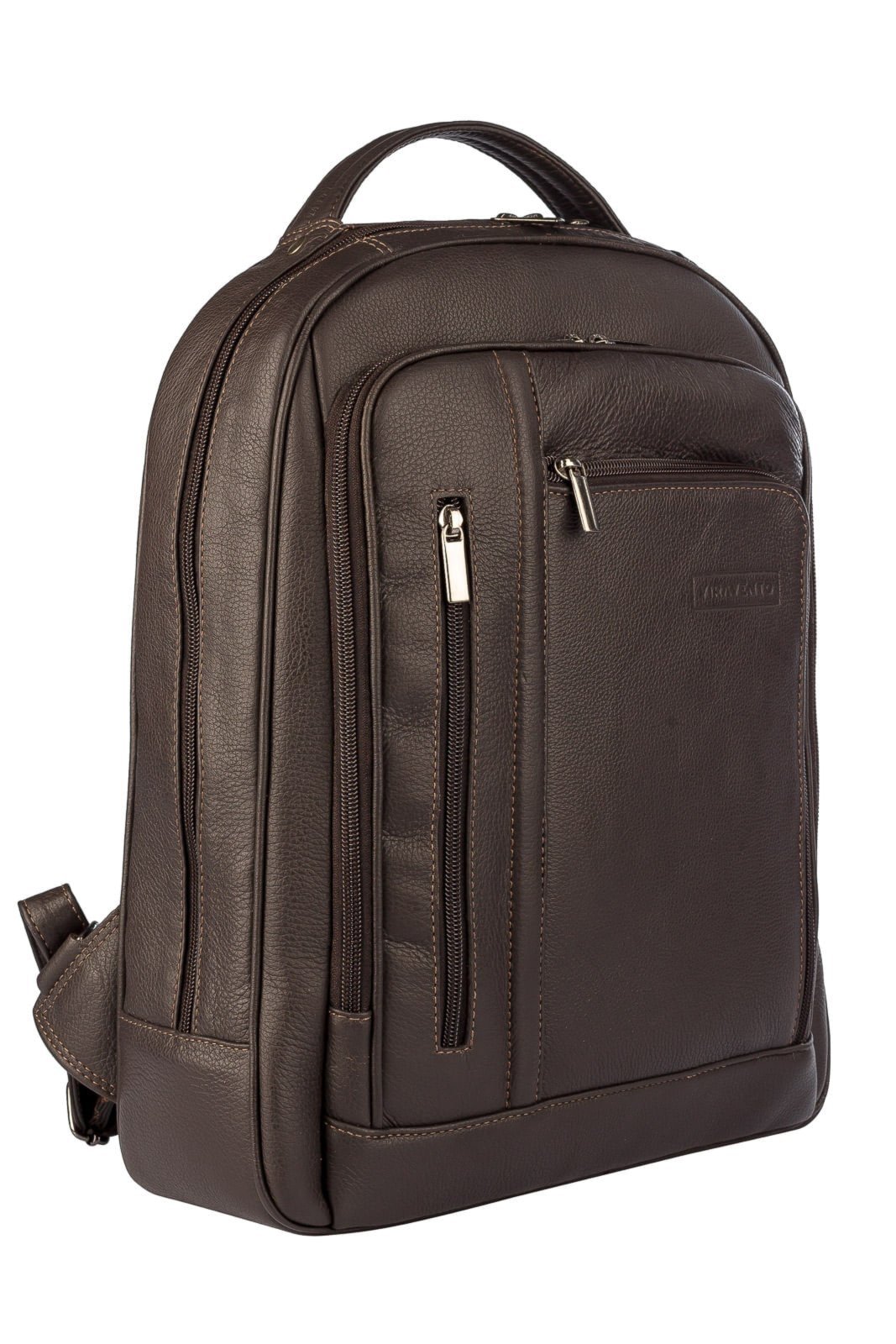 Vista 3 Mochila de couro executiva Connect - Café azul azul