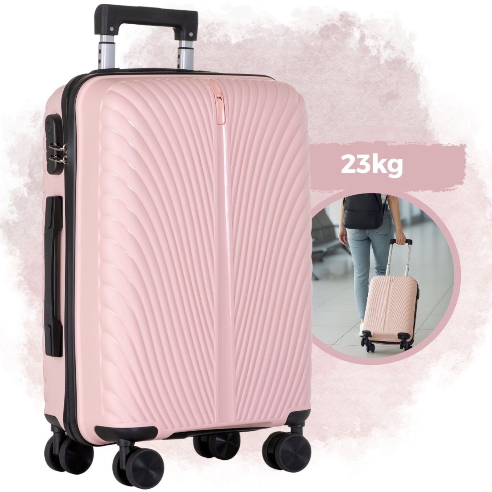Mala De Viagem 23kg Polipropileno Rodinhas 360 Média
