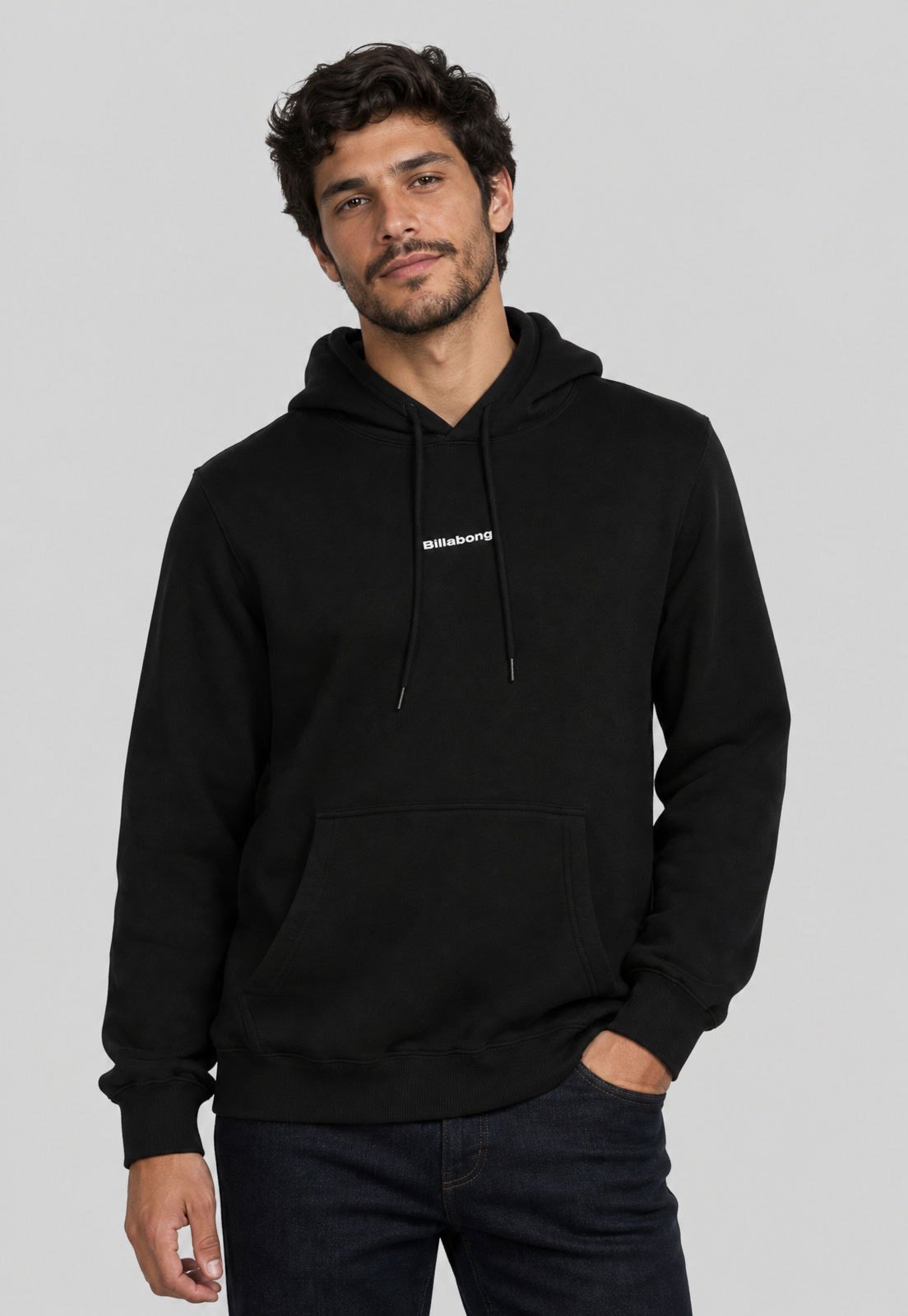 Blusa de Moletom Masculina Billabong Capuz Logo Preto