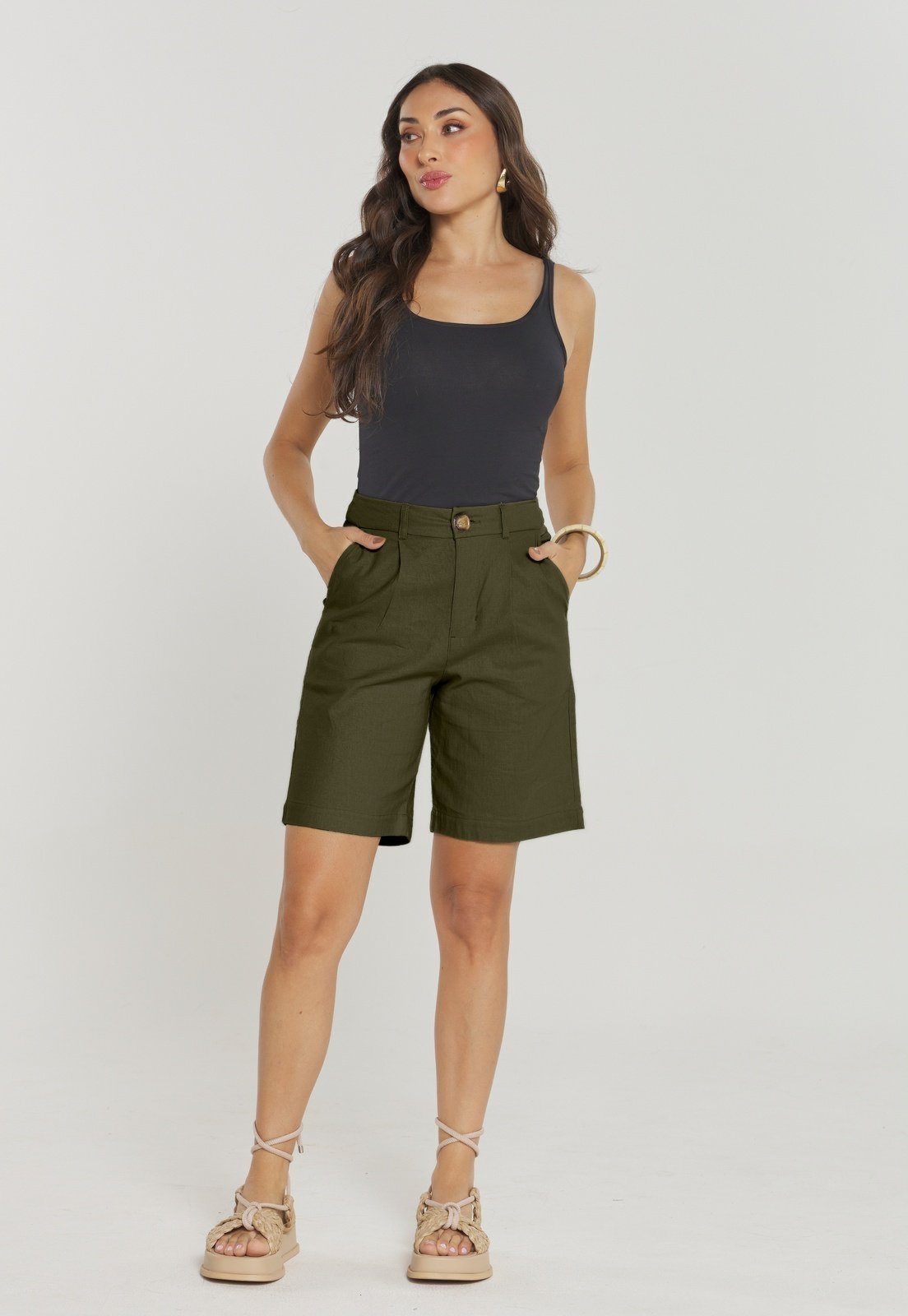 Short Rudély Alongado Verde Militar