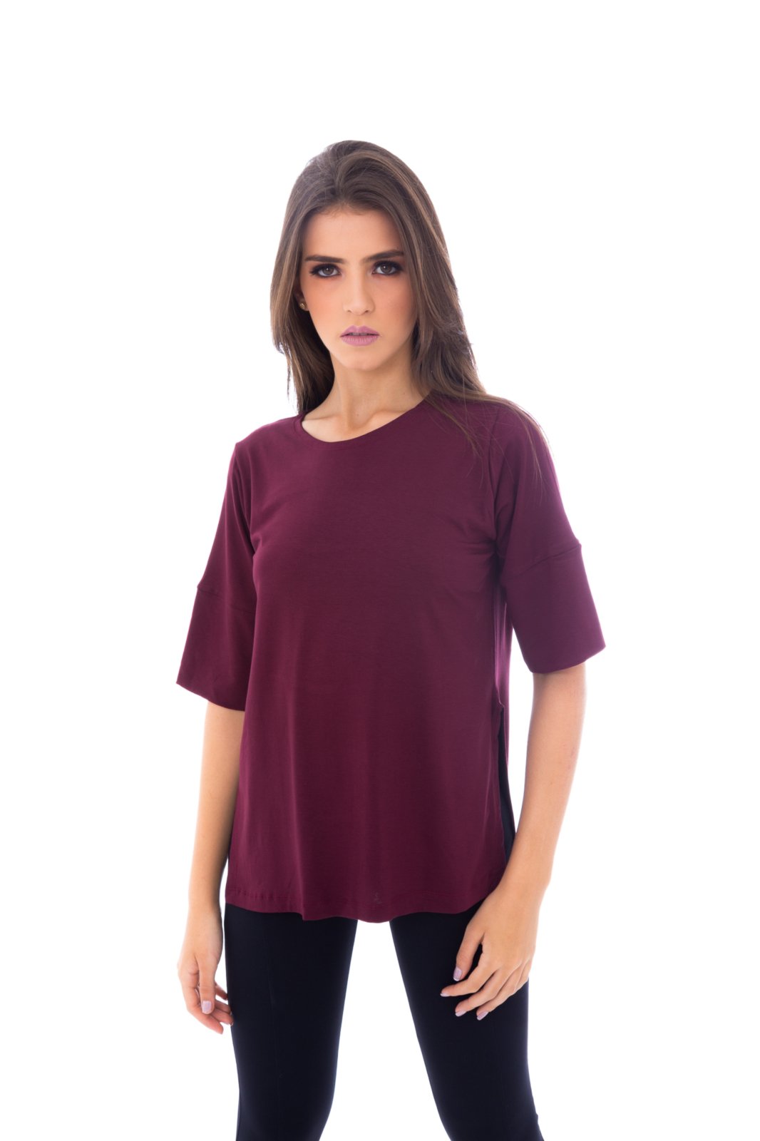 Blusa Moda Vicio Com Abertura na Lateral Vinho