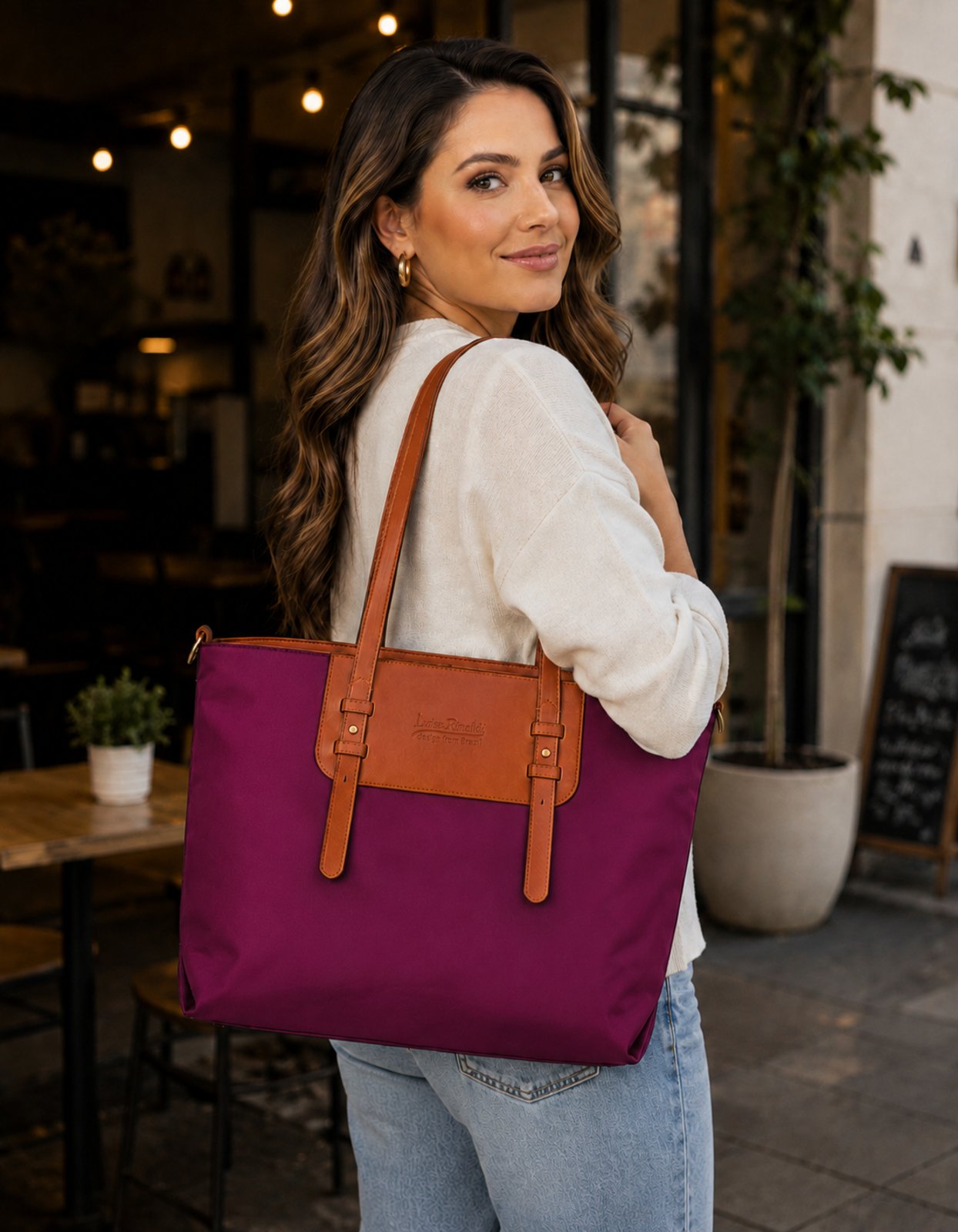 Bolsa Feminina de Ombro com Alça Transversal Tote Sacola Elegante Faculdade Bolsa Notebook
