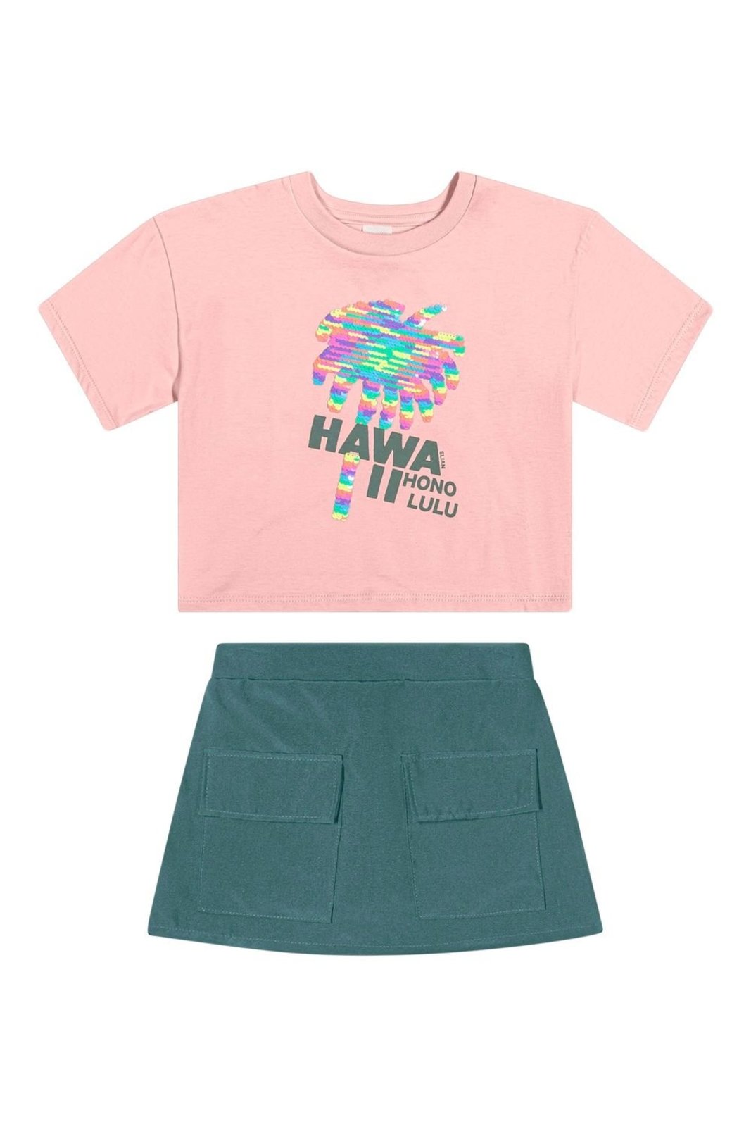 Infantil - Conjunto Menina Paetê Reversível Elian Rosa