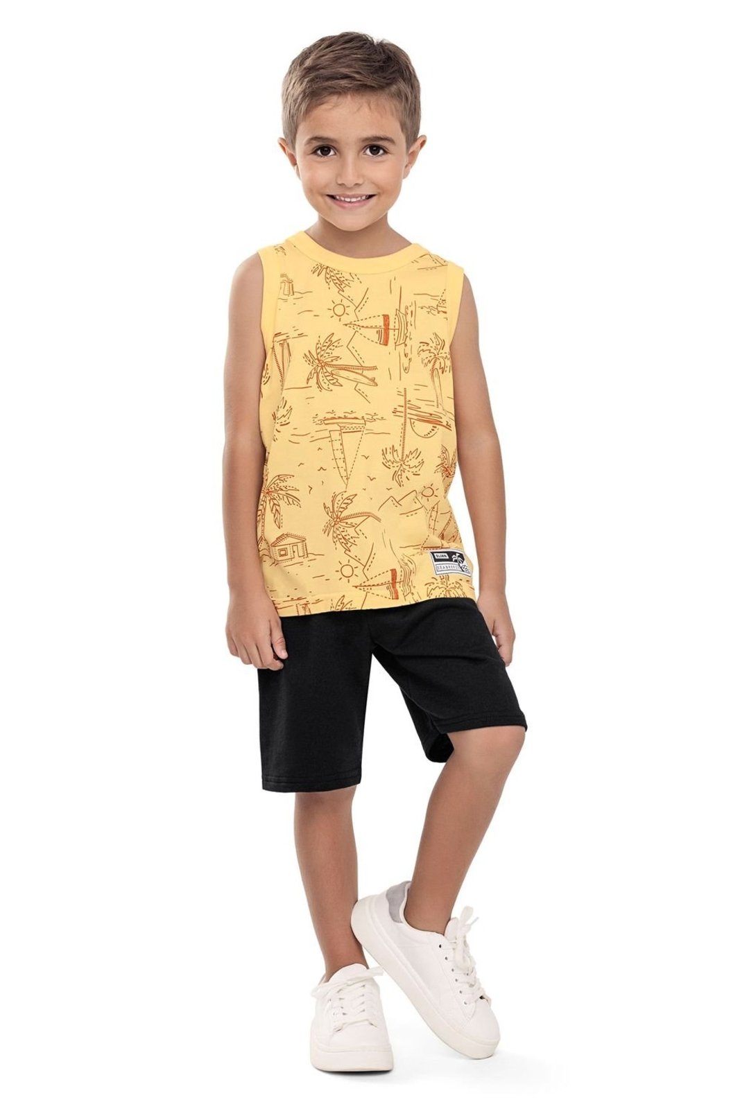 Vista 3 Infantil - Conjunto Curto Menino Praiano Elian amarelo Elian amarelo