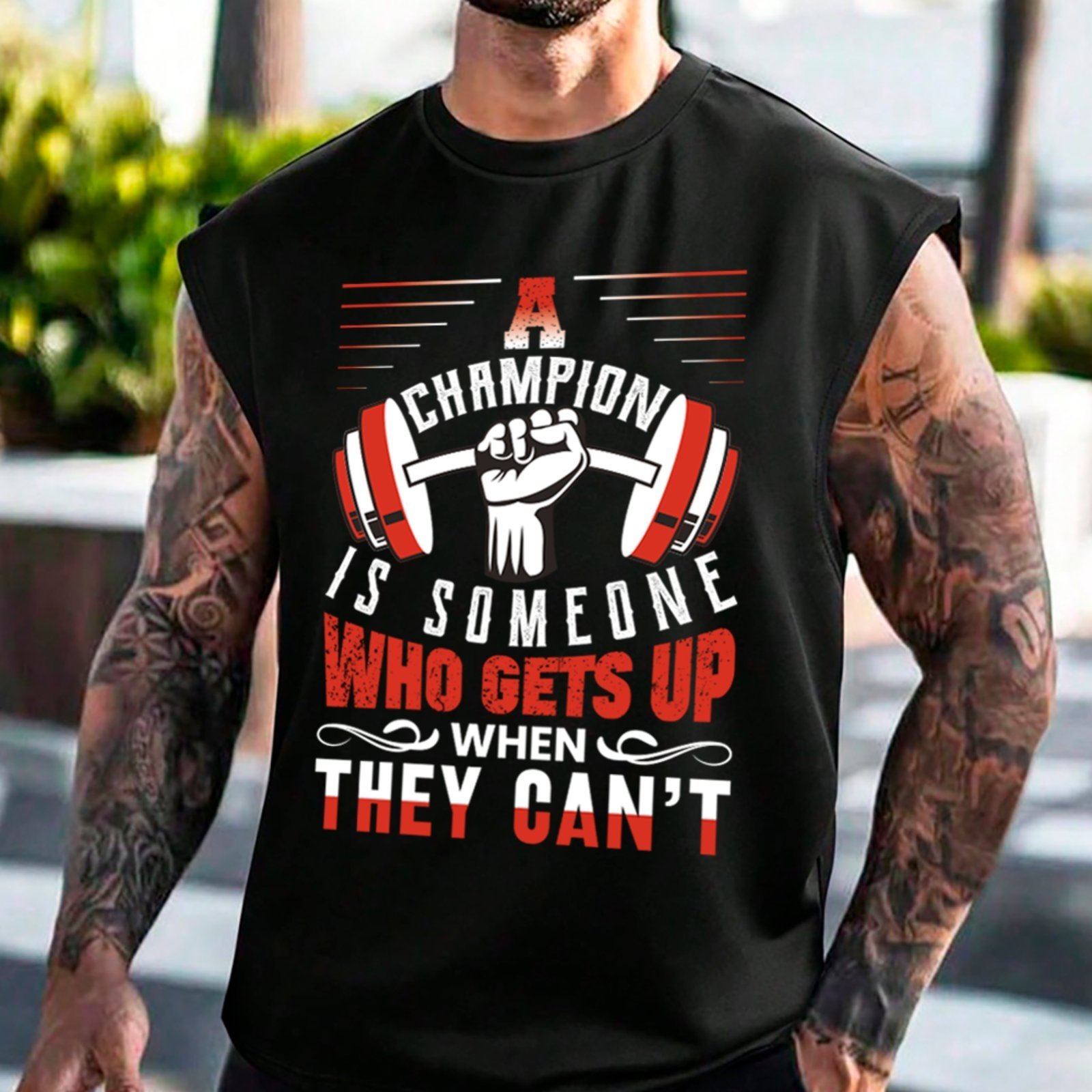 Camiseta Regata Machão Ousy A Champion Gym Treino Bodybuilding Oversized Masculina Preto