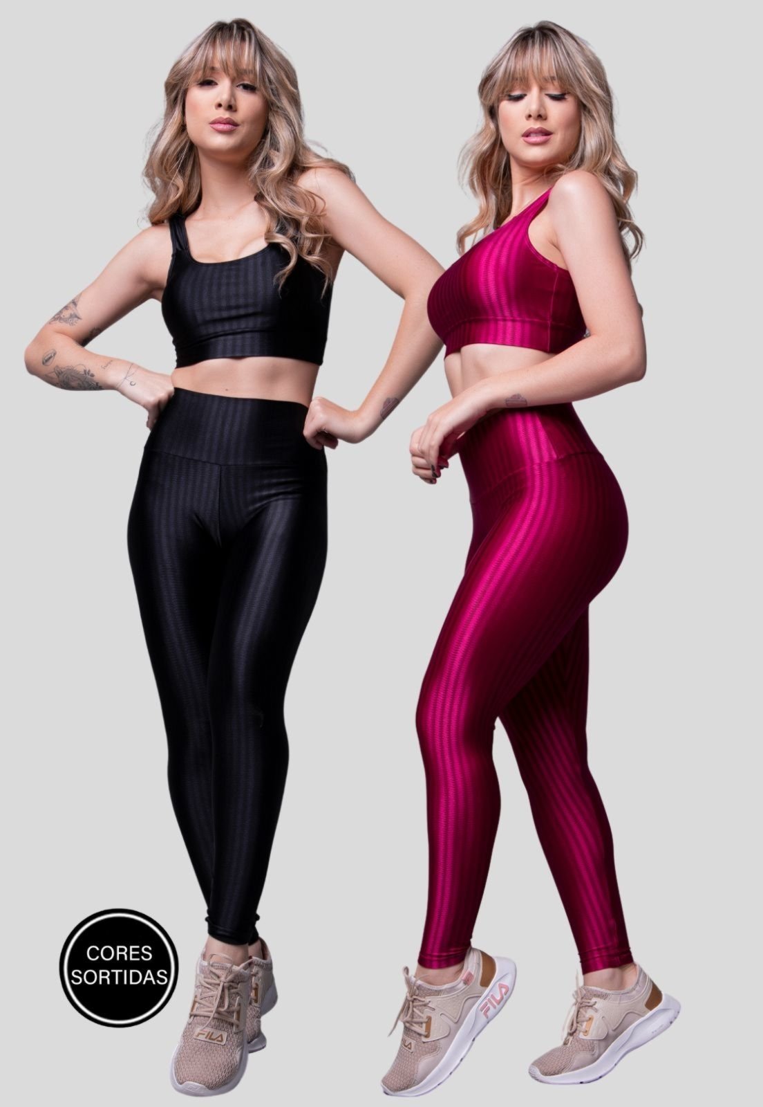 Kit 2 Conjunto Fitness Top Bojo Removível e Calça New Zig