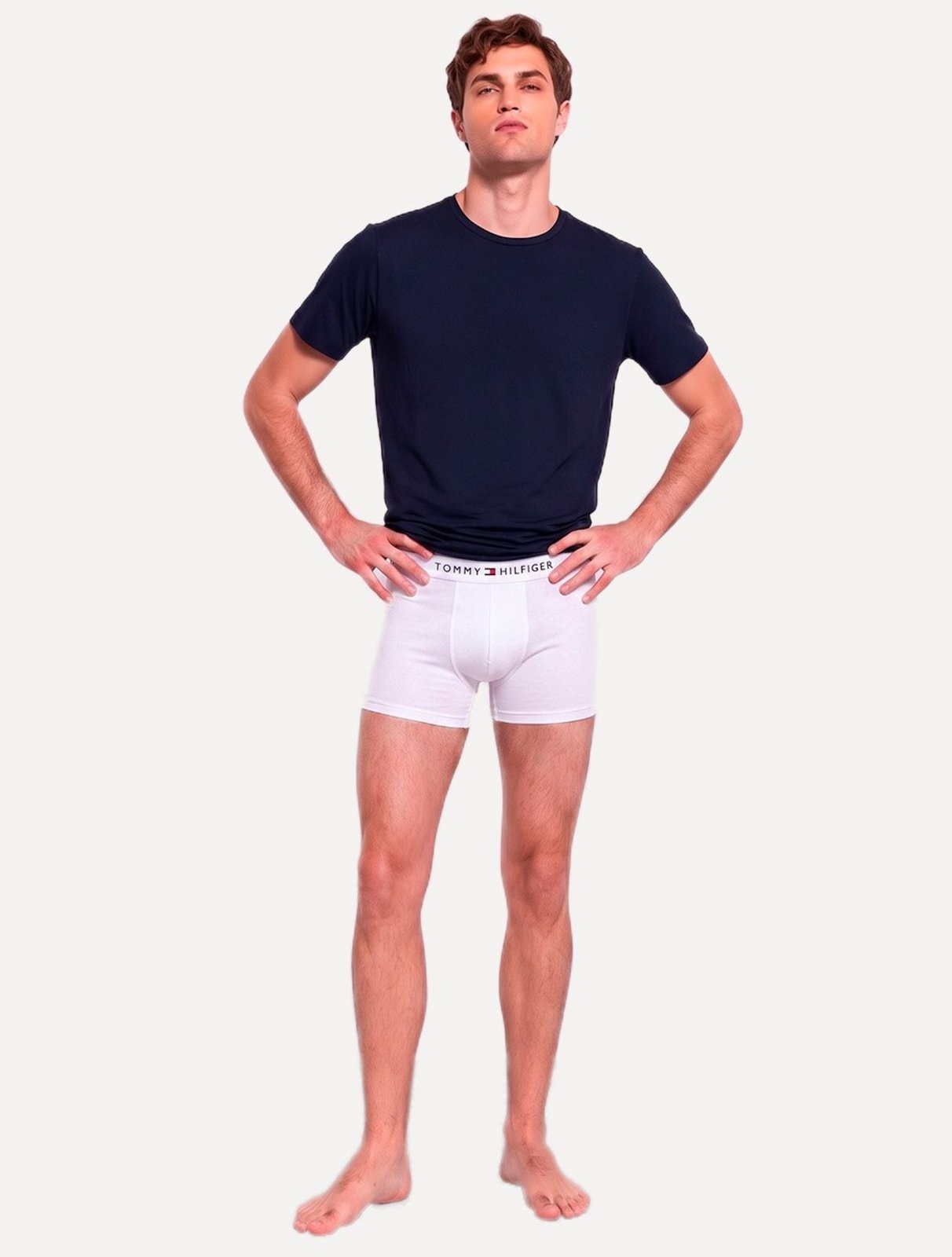Cueca Tommy Hilfiger Cotton Stretch Boxer Trunk Marinho/Branca Pack