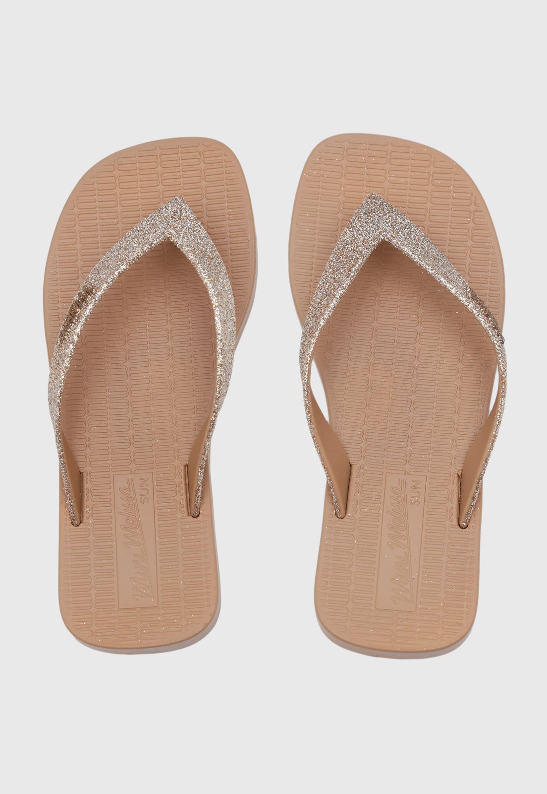 Vista 2 Infantil - Chinelo Mini Melissa Dourada Glitter Dourada dourado Mini Melissa dourado