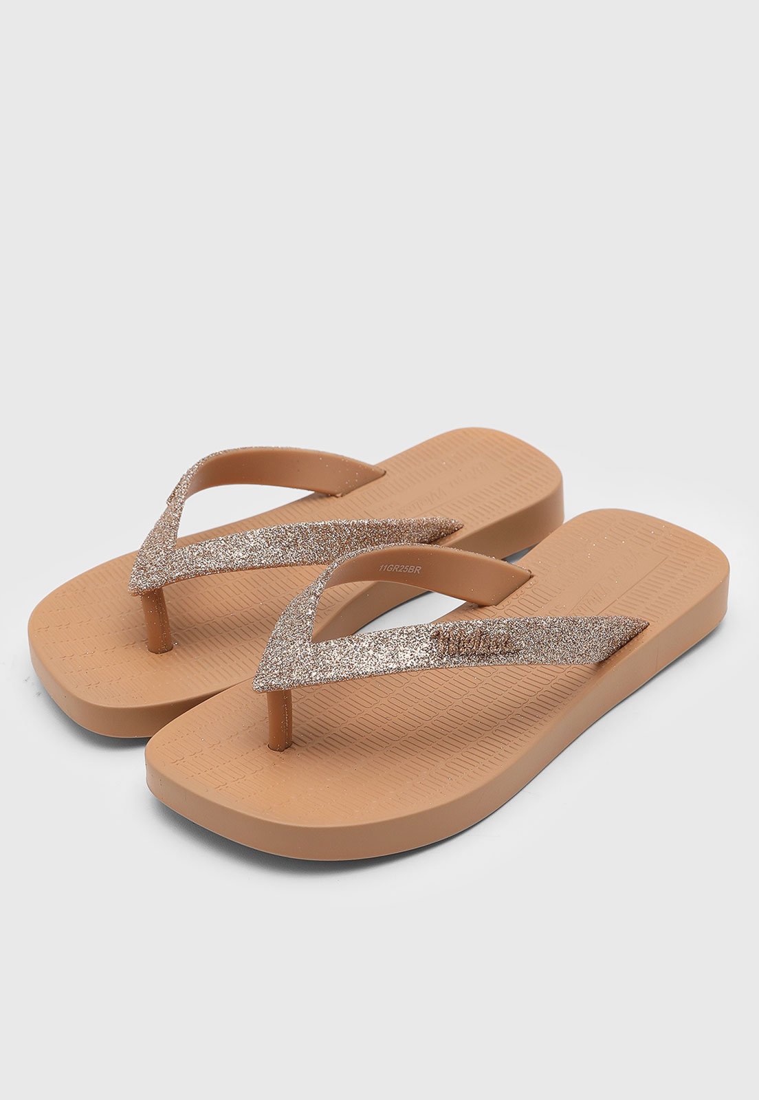 Vista 3 Infantil - Chinelo Mini Melissa Dourada Glitter Dourada dourado Mini Melissa dourado