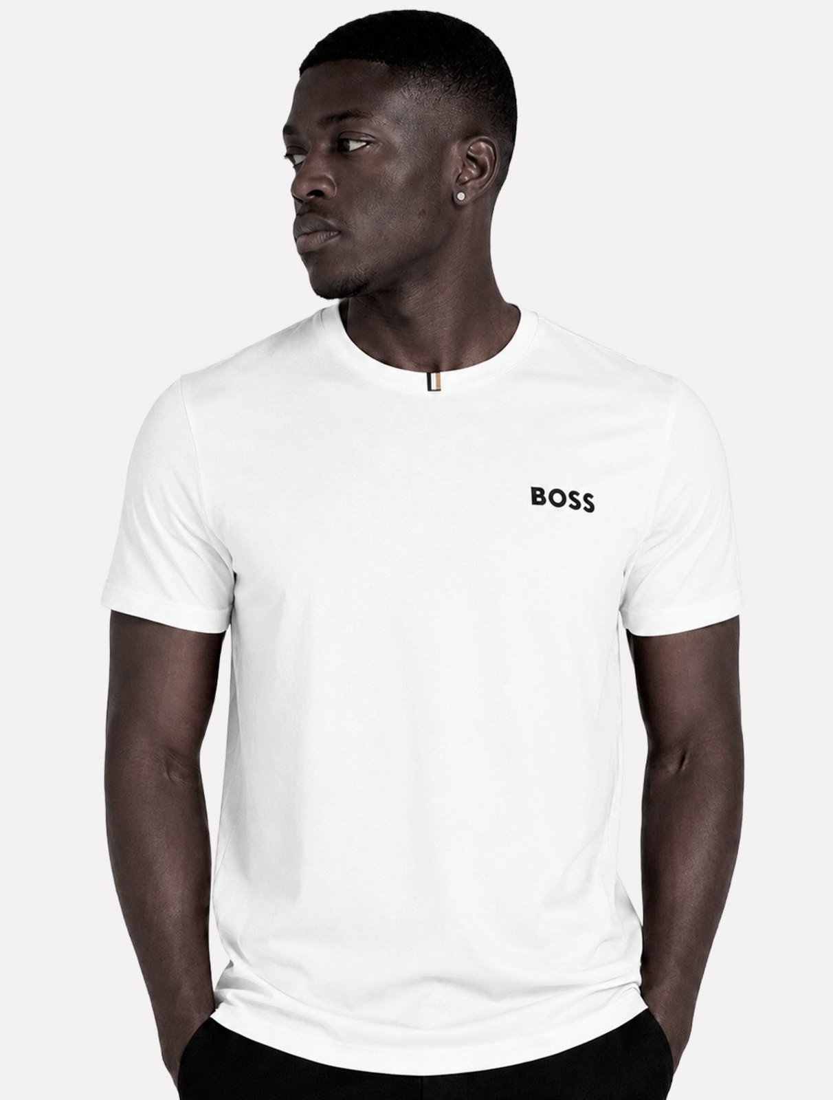 Camiseta Hugo Boss Masculina Slim Fit TS_TOC Spin Training Branco