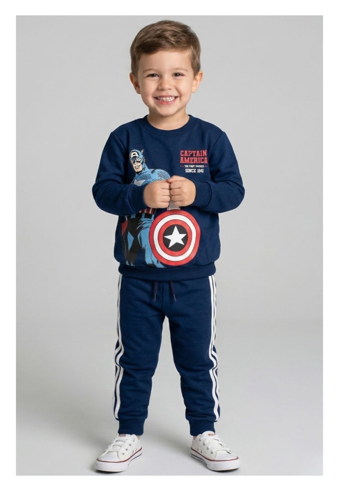 Infantil - Conjunto Marvel Moletom Menino Capitão América