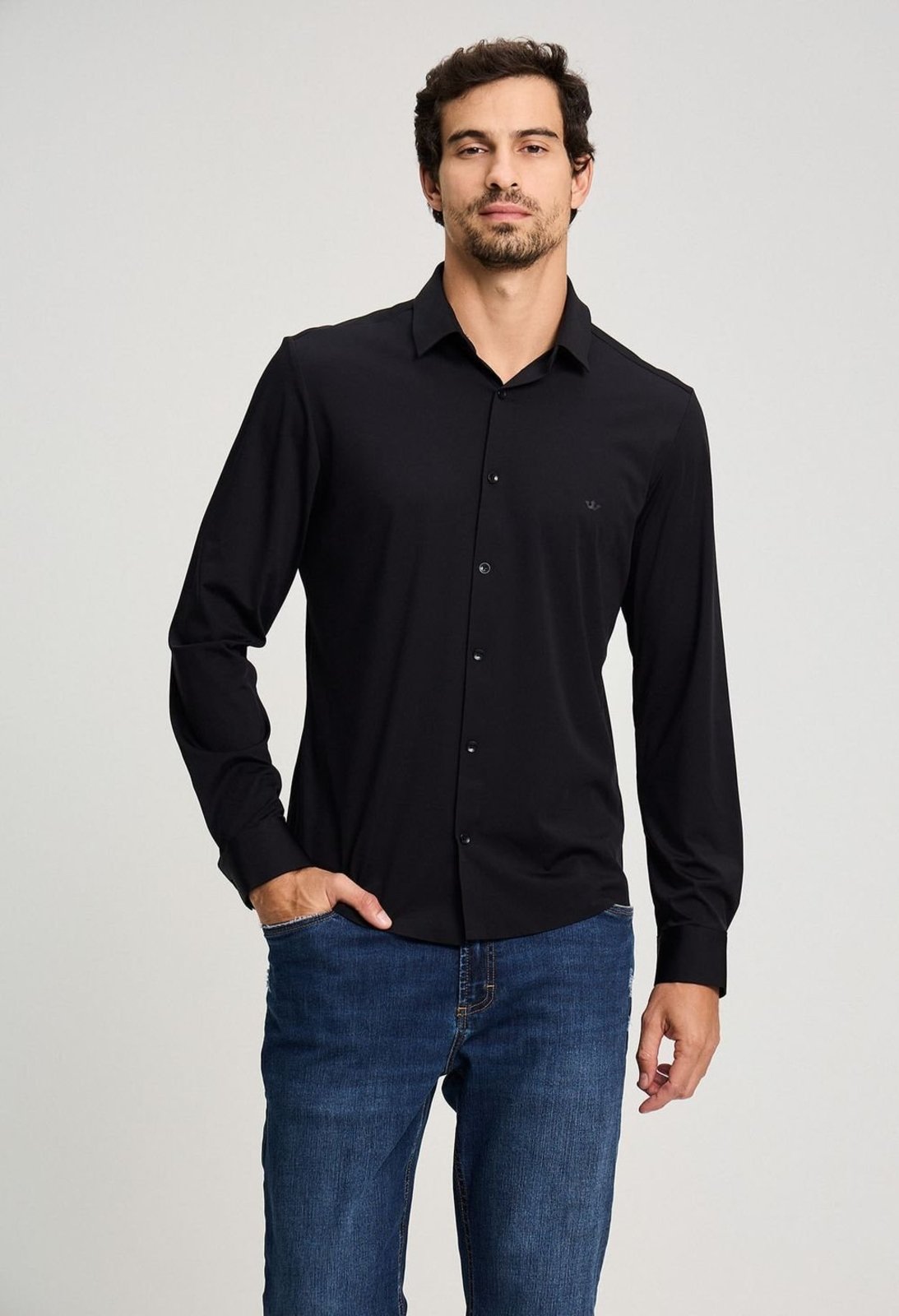 CAMISA DOCTHOS SLIM MANGA LONGA MALHA LISA TECH Camisa Manga Longa Docthos Slim Malha Lisa Sem Costura 007 Marinho Eg