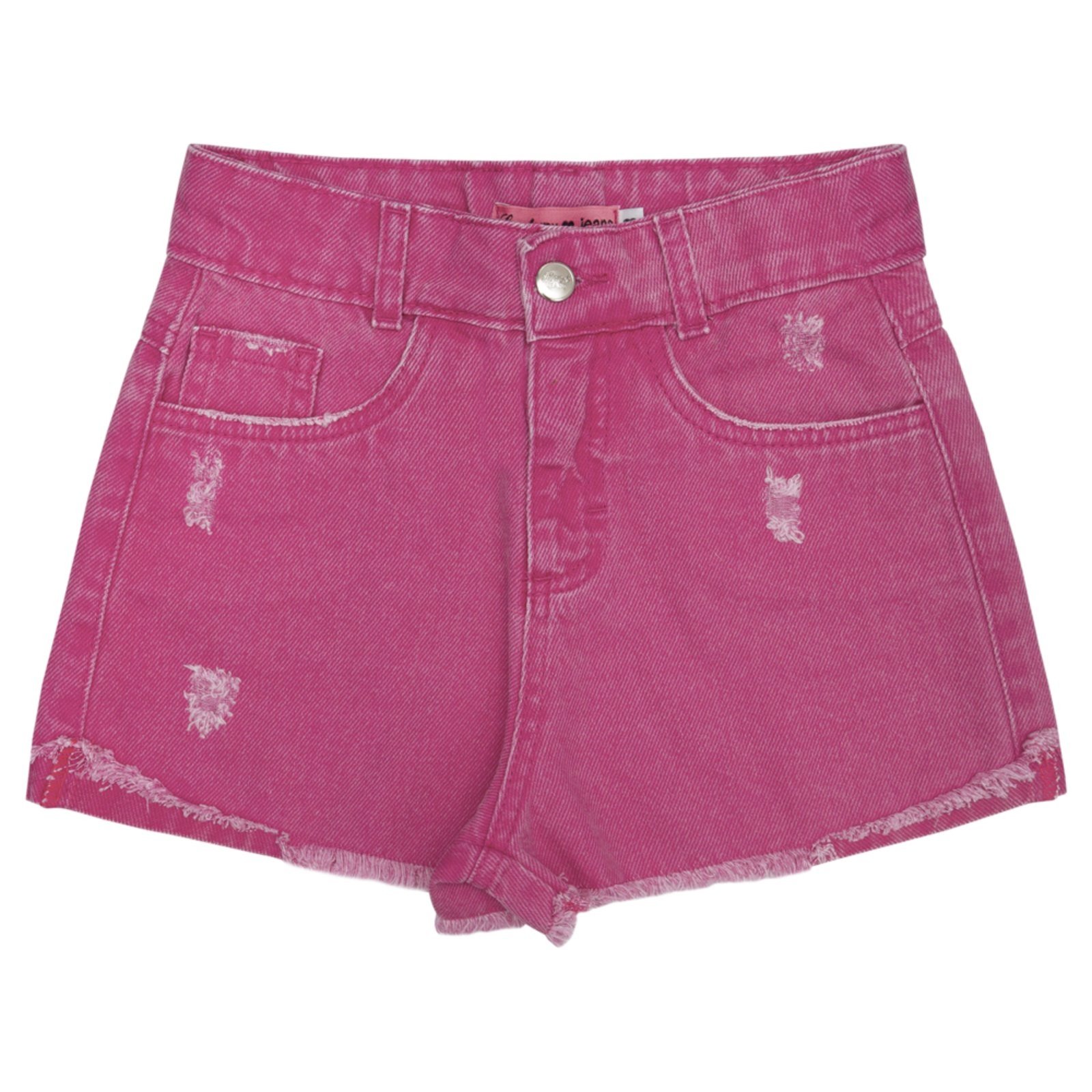 Infantil - Shorts Juvenil Look Jeans Sarja Pink