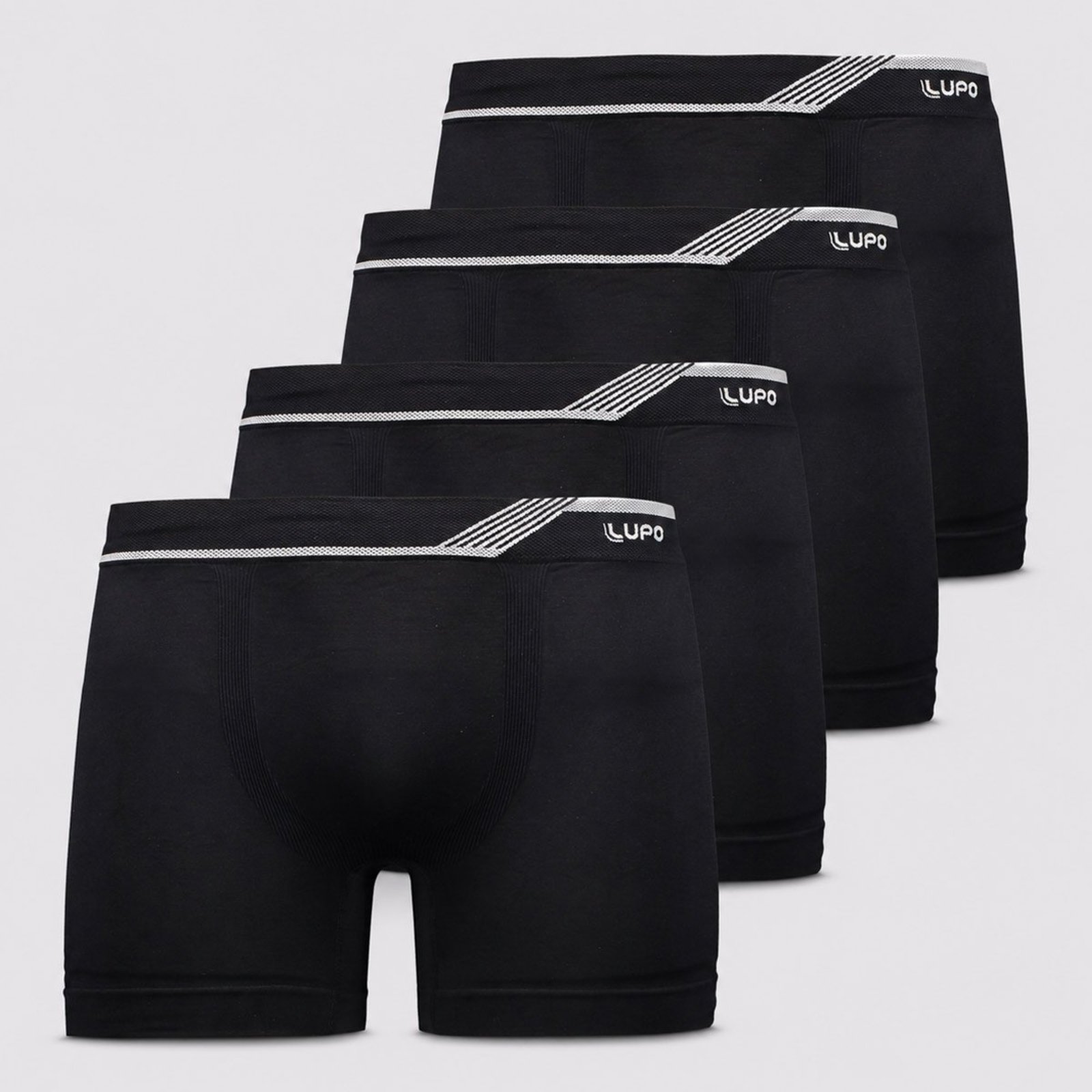 Kit 4 Cuecas Boxer Lupo Microfibra Sem Costura Preta