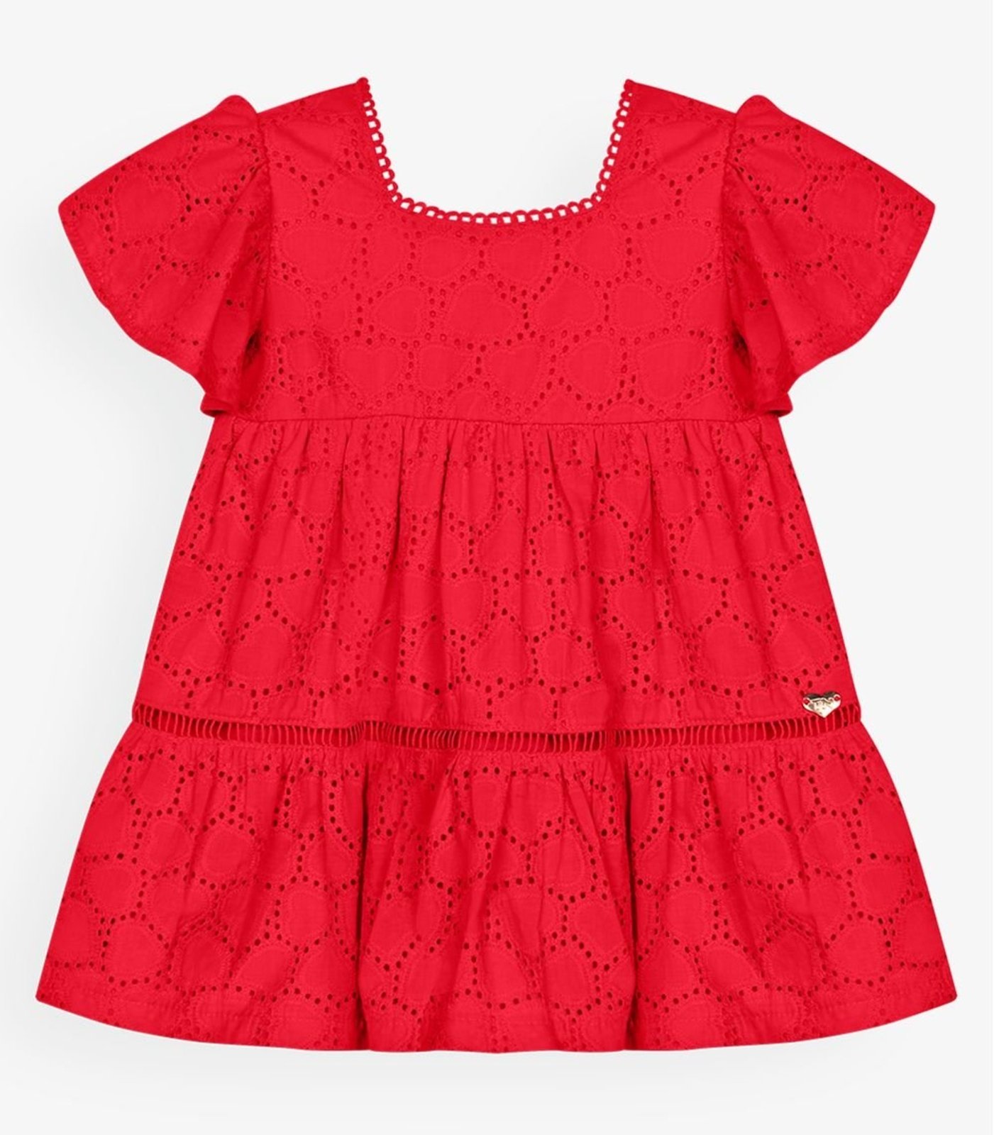 Infantil - Vestido Menina Laise Coração Trick Nick Vermelho