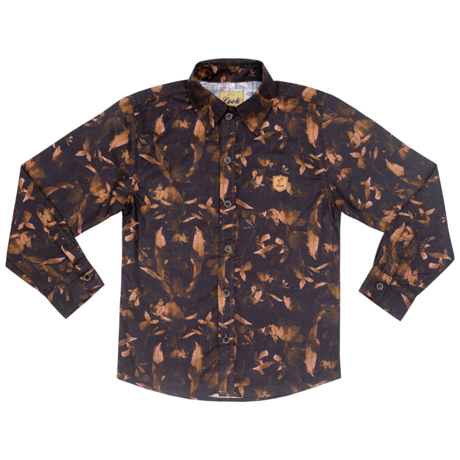 Infantil – Camisa Juvenil Look Jeans Manga Longa Floral