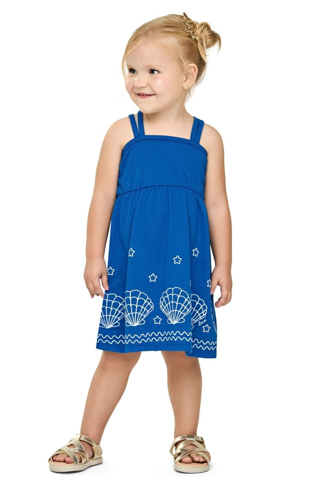 Vista 3 Infantil - Vestido Menina Conchas Texturizado Elian laranja Elian laranja