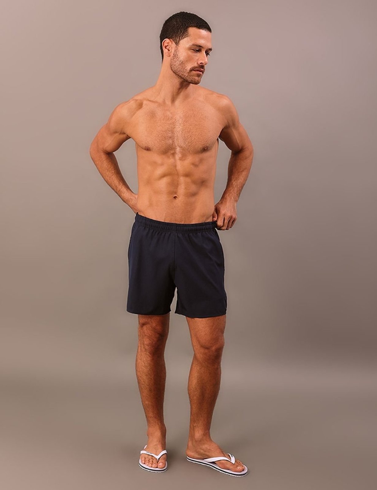 Shorts Elástico Liso Com Logo Lateral - Marinho Calvin Klein Jeans