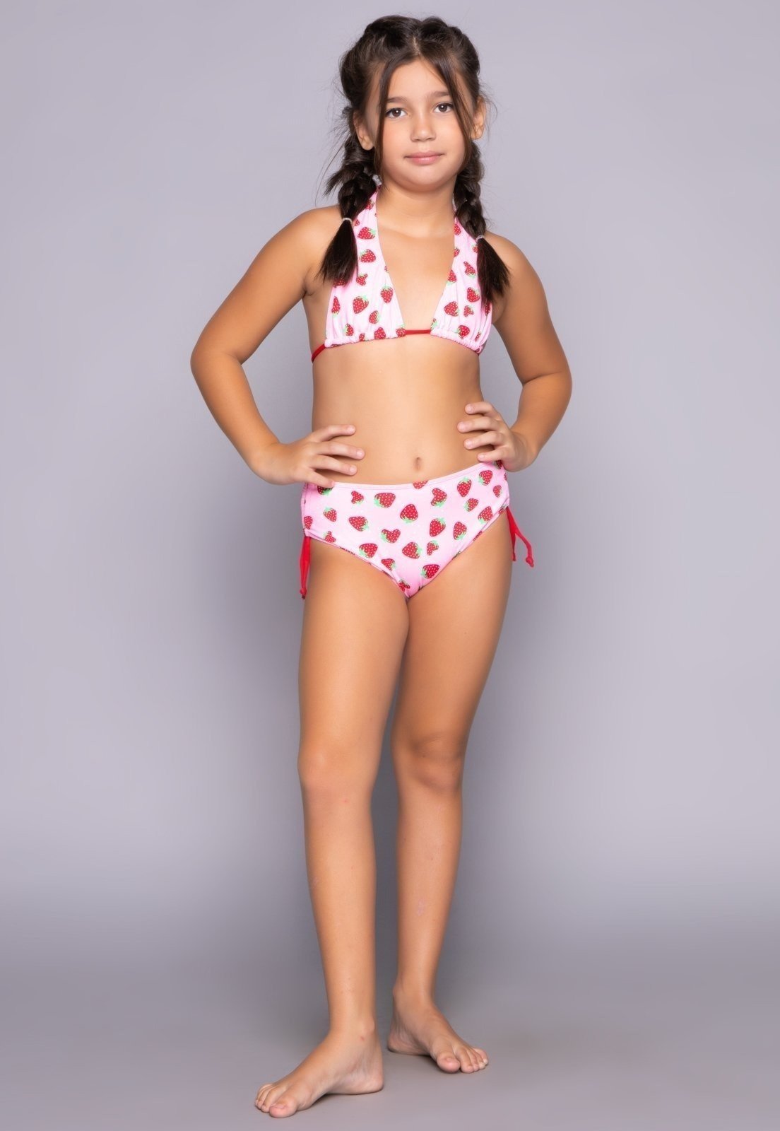 Biquíni Serra e Mar Modas Com Top e Calcinha Amarração Bionda Estampado Rosa