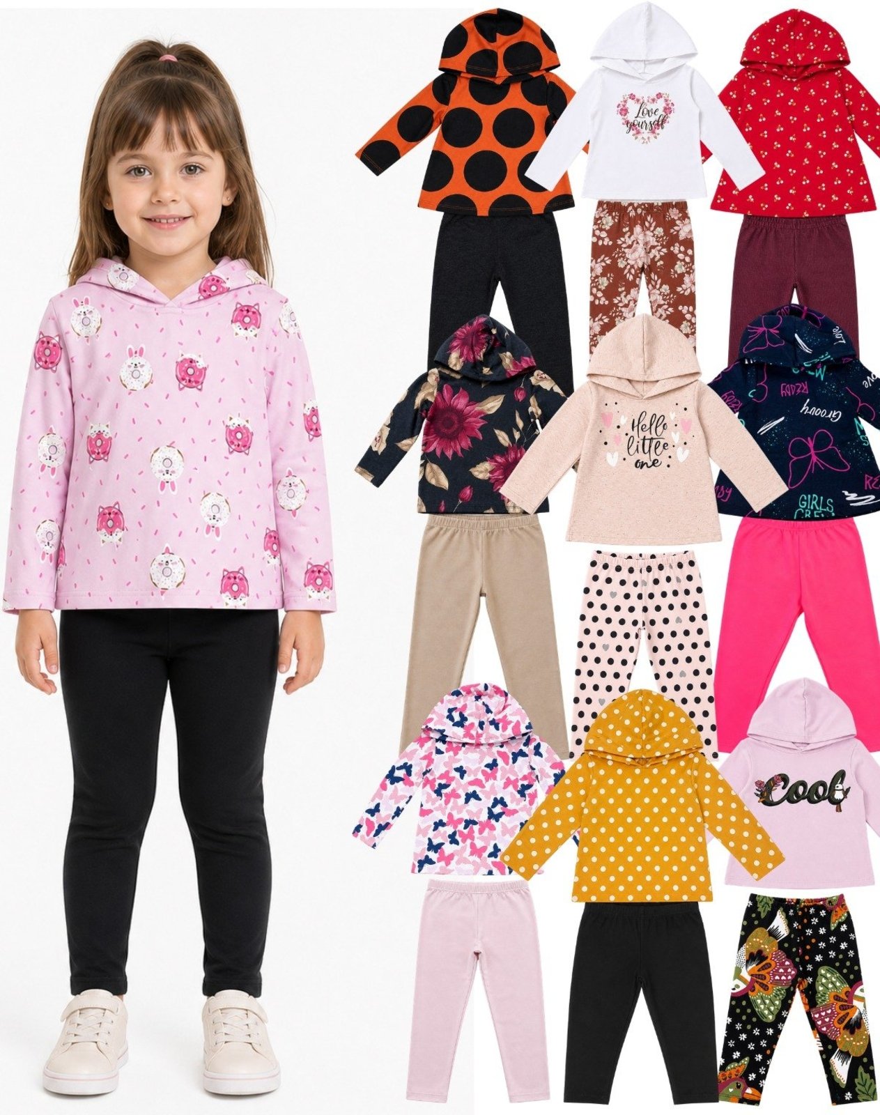 Infantil - Conjunto Menina Casaco Moletom e Legging Peluciado Pipa Estampado