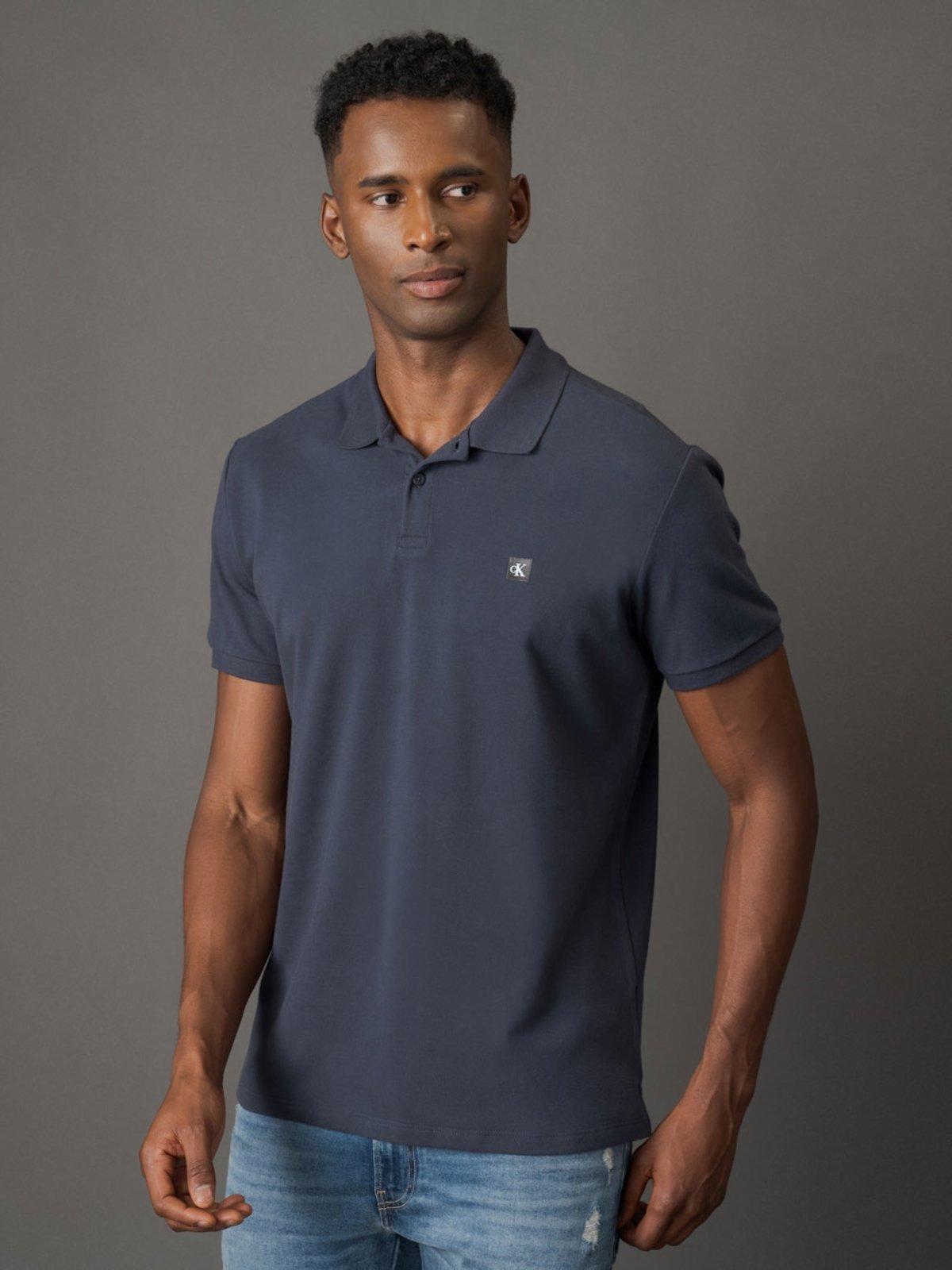 Polo Masculina Manga Curta Piquet Calvin Klein Jeans - Marinho Calvin Klein Jeans