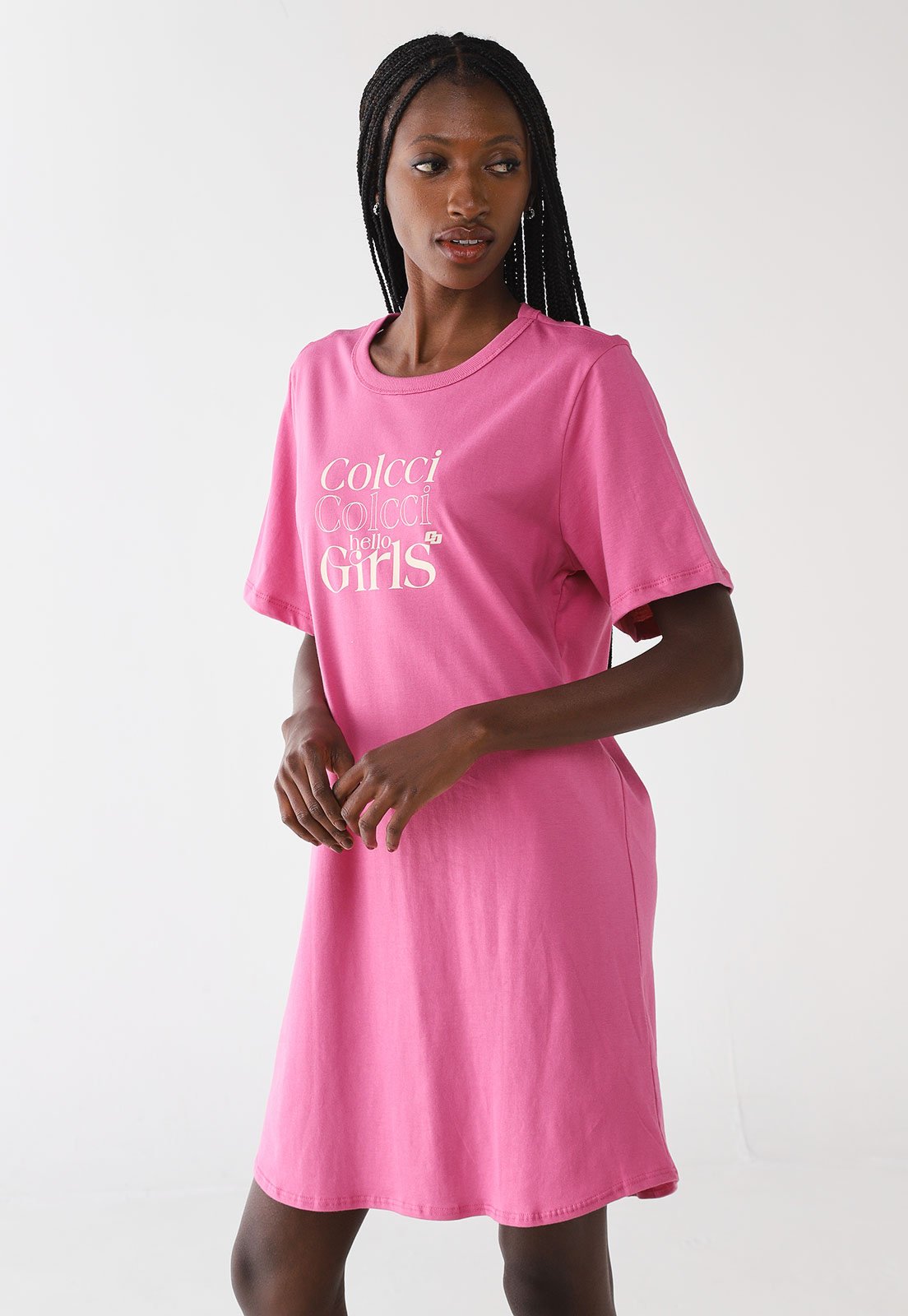 Vestido Feminino Colcci Estampa Hello Girls Rosa