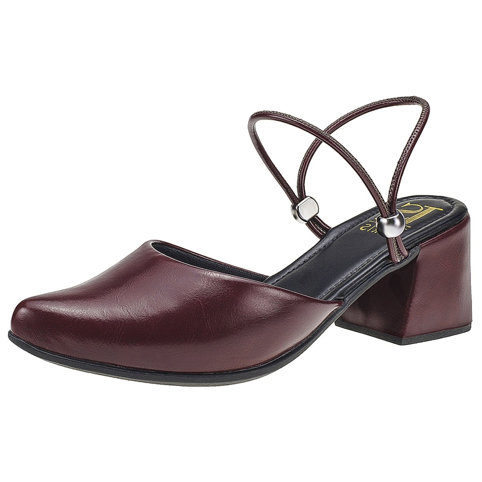 Vista 2 Scarpin Lóris Shoes Feminino Mule Sapato Social 2 em 1 Bico Fino de Scarpin Salto Bloco Fashion 1138 Marsala preto LÓRIS SHOES preto