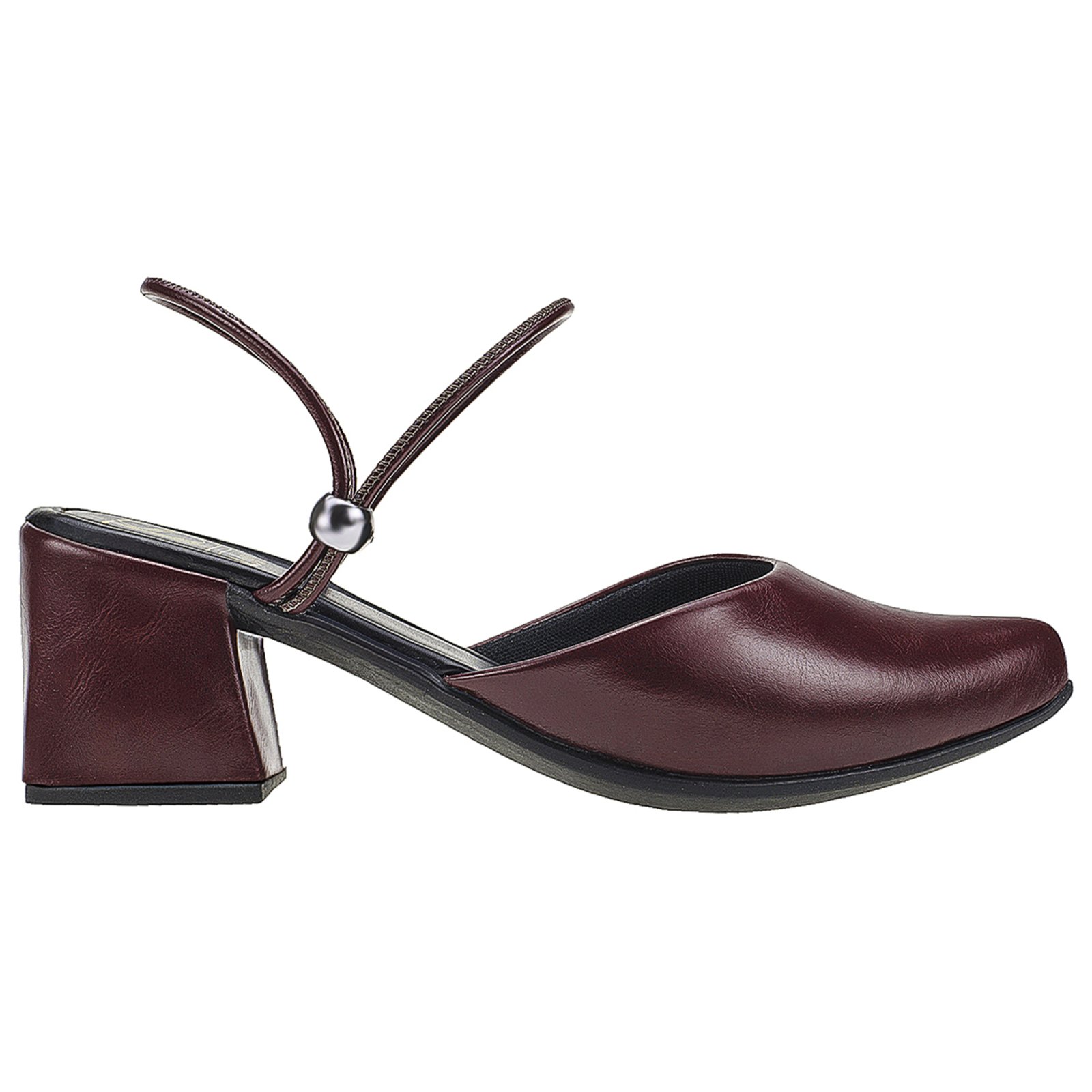Vista 3 Scarpin Lóris Shoes Feminino Mule Sapato Social 2 em 1 Bico Fino de Scarpin Salto Bloco Fashion 1138 Marsala preto LÓRIS SHOES preto