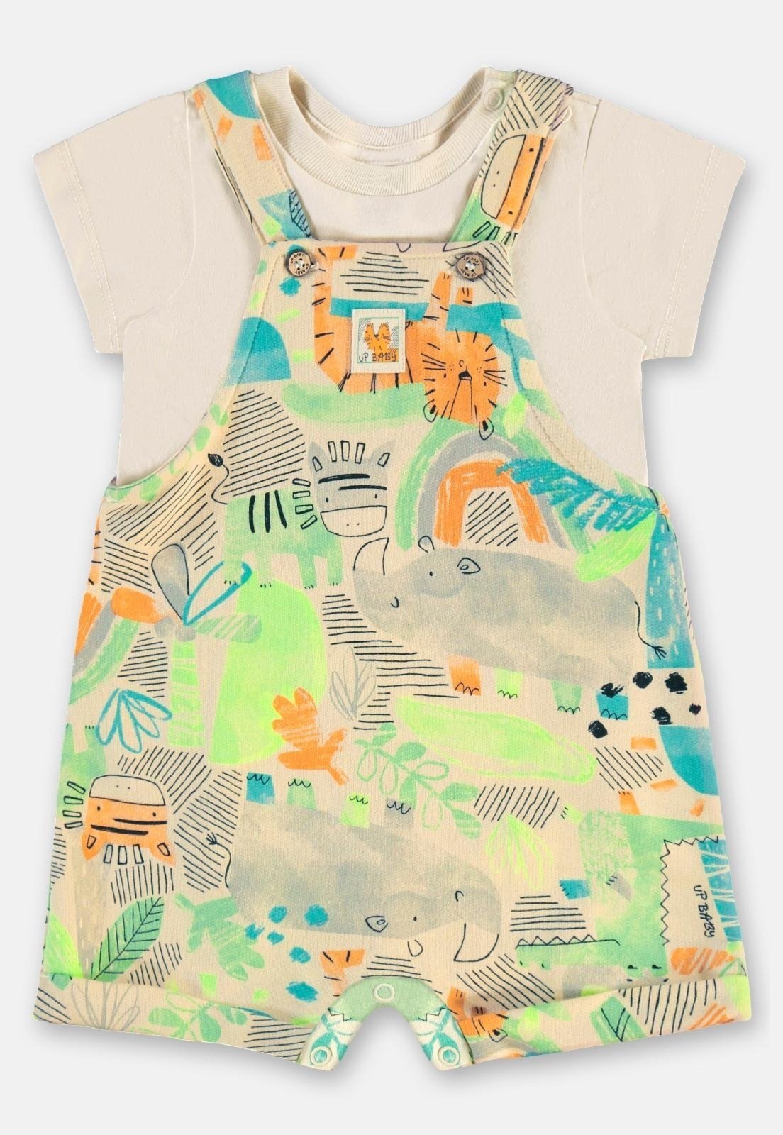 Infantil - Conjunto com Jardineira e Body Up Baby Bege