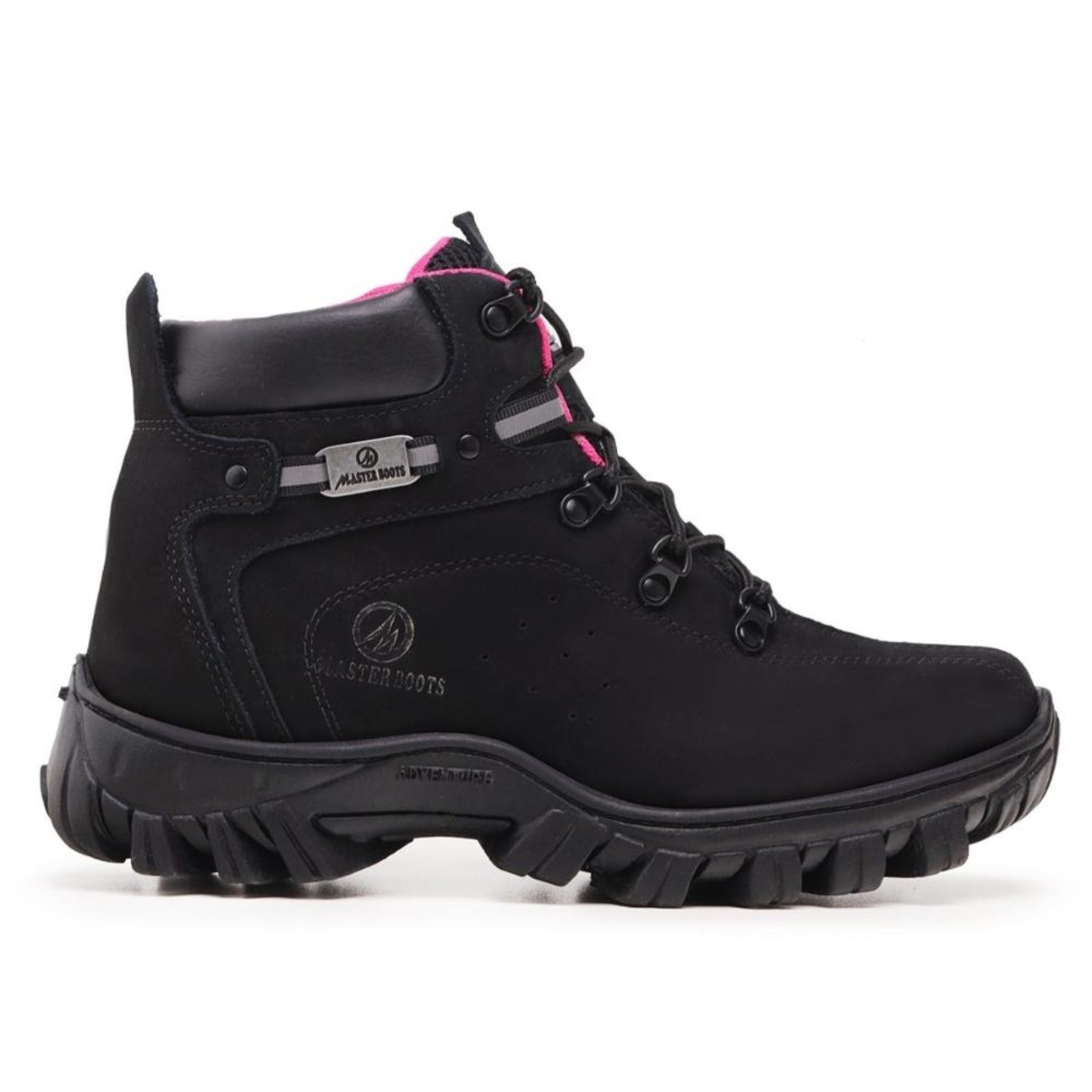 Bota Feminina Couro Aventura Trilha Cano Baixo Confortável Cinza 33 Preto
