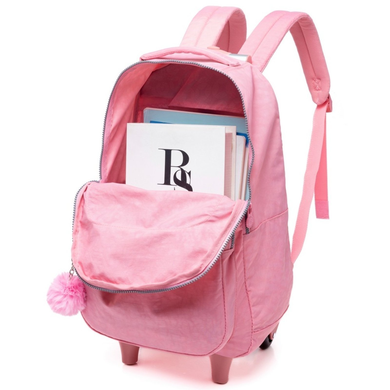 Vista 3 Infantil - Kit Mochila Rodinha Menina Escolar Coban Mochila de Carrinho Lancheira Estojo rosa COBAN rosa