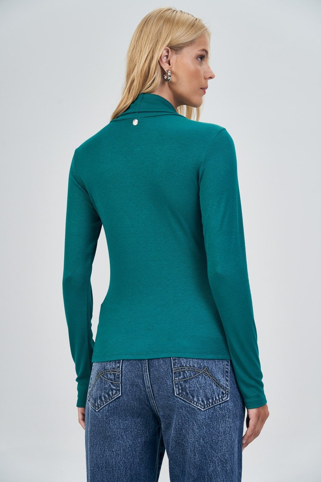 Vista 3 Blusa Gola Alta Fashion Feminina Acostamento ACT FEMININO verde ACT FEMININO verde