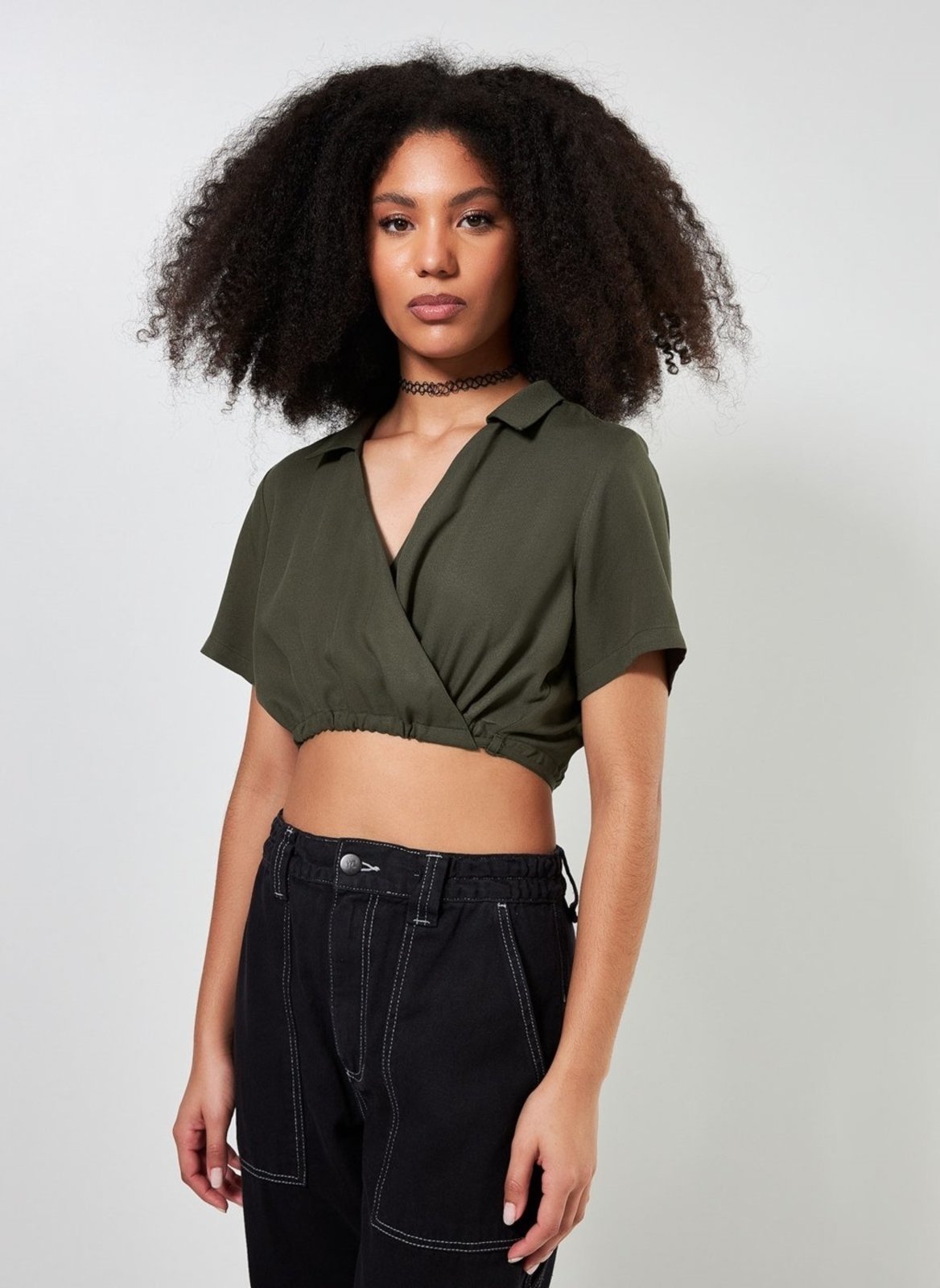 Camisa Cropped Transpassada