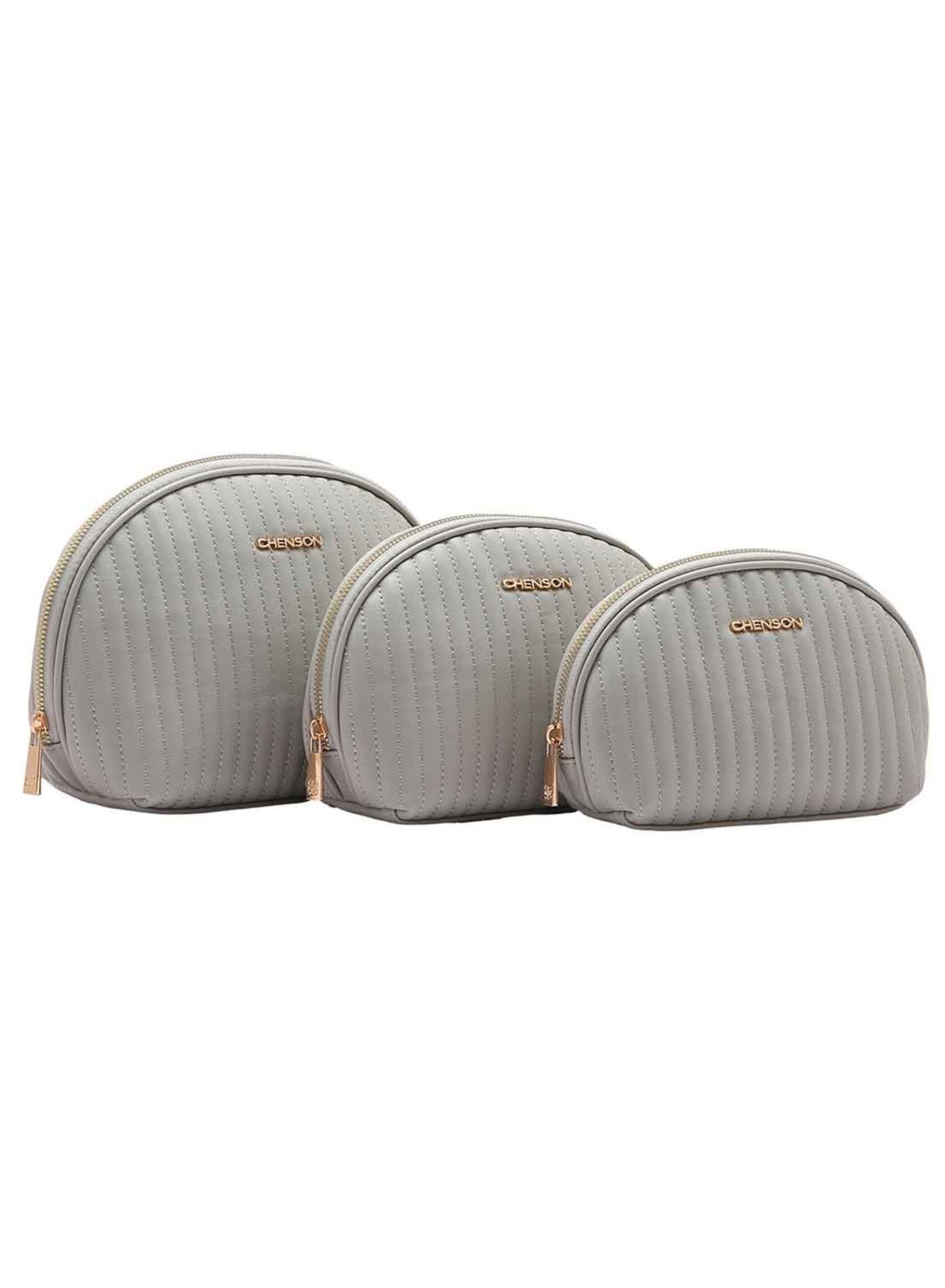 Kit 3 Necessaire Feminina Chenson Original Frasqueira Viagem Cinza 0484917