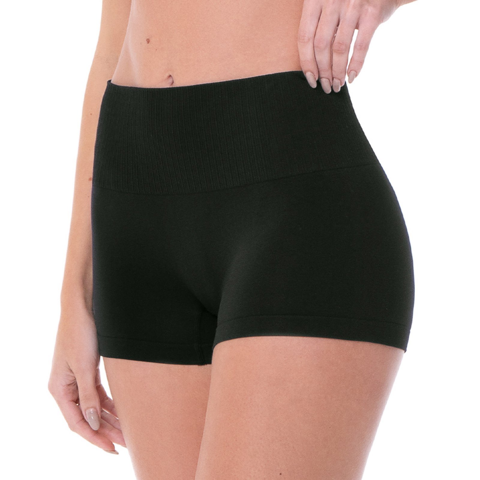 Calcinha Boxer Cós Alto sem Costura Preto