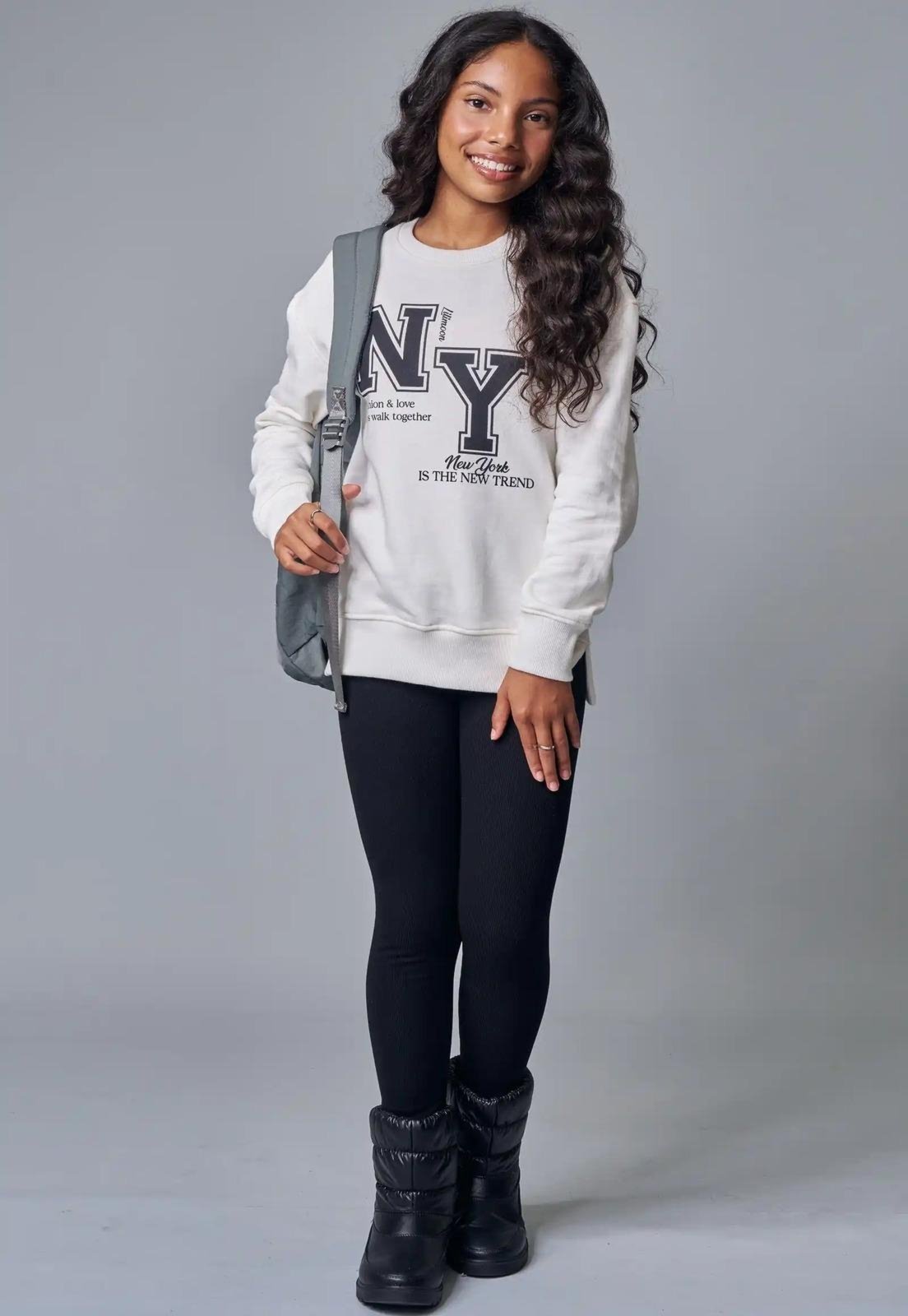 Infantil - Conjunto Moletom Manga Longa NY Menina Lilimoon 14 Preto