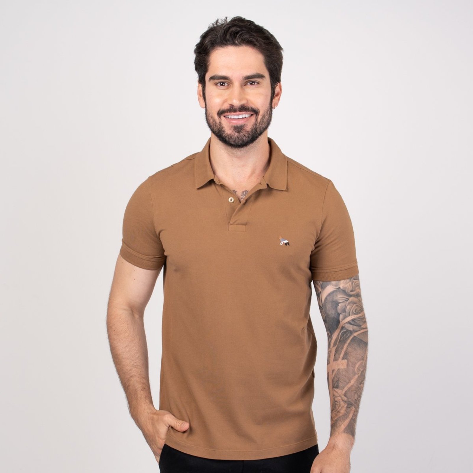 Camisa Polo Acostamento Wolf Marrom