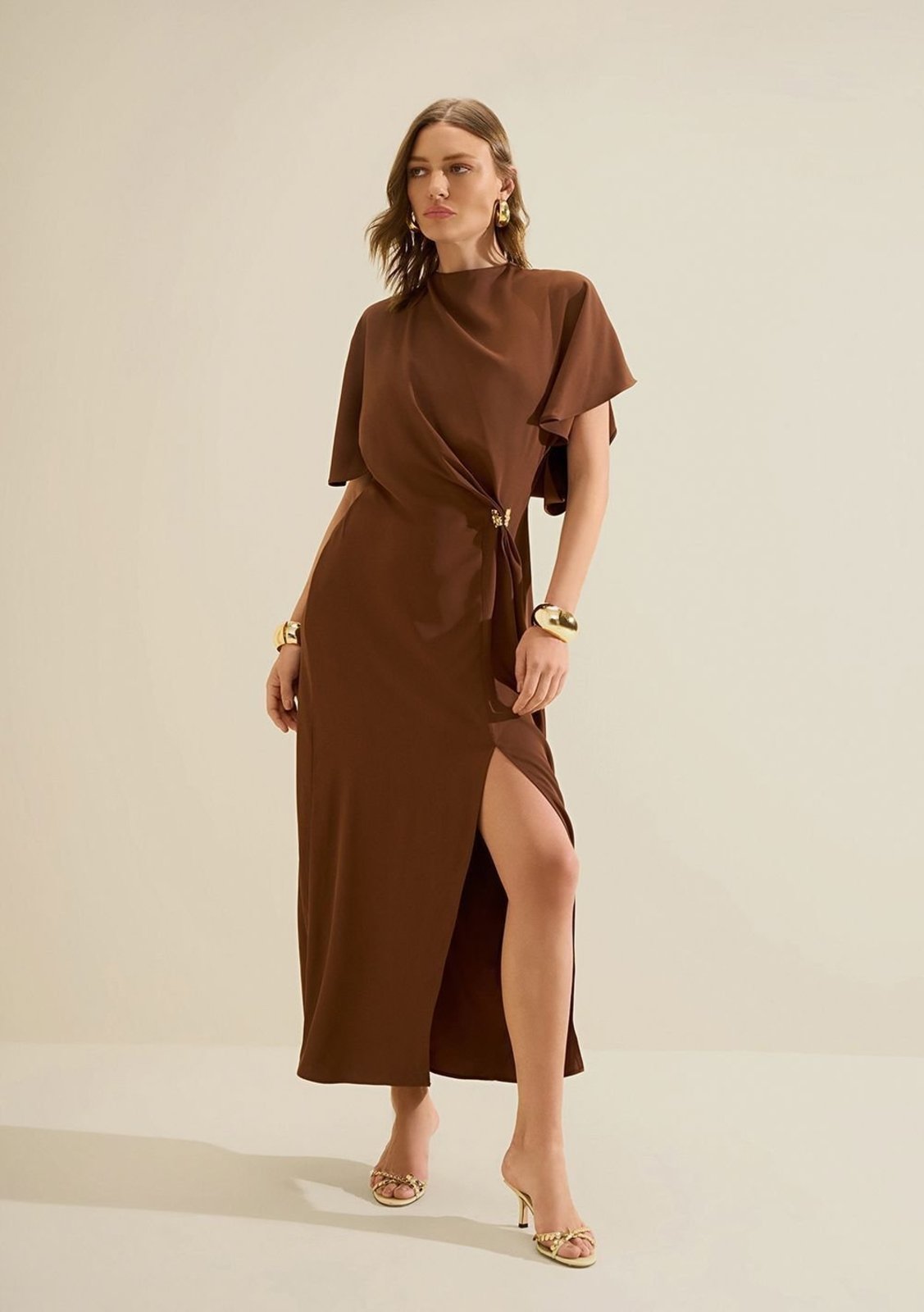 Vestido Midi Moka - Marrom