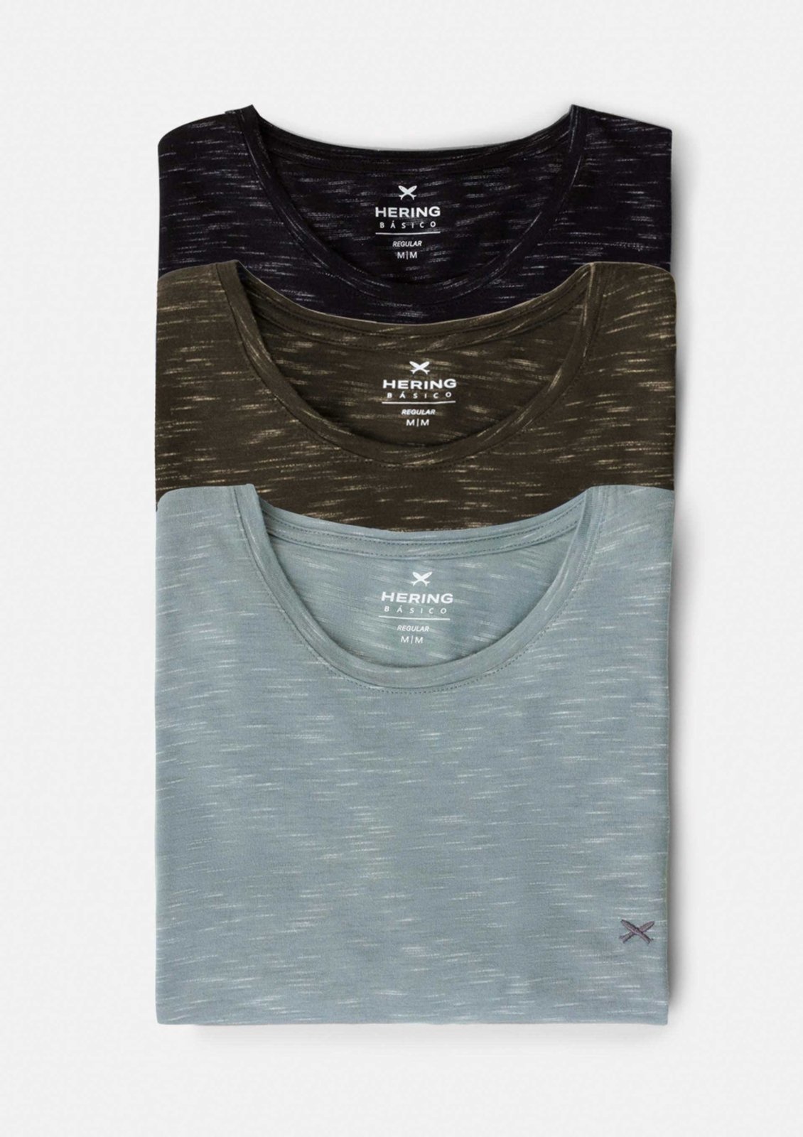 Kit 3 Camisetas Básicas Masculinas Em Malha Jet Com Bordado