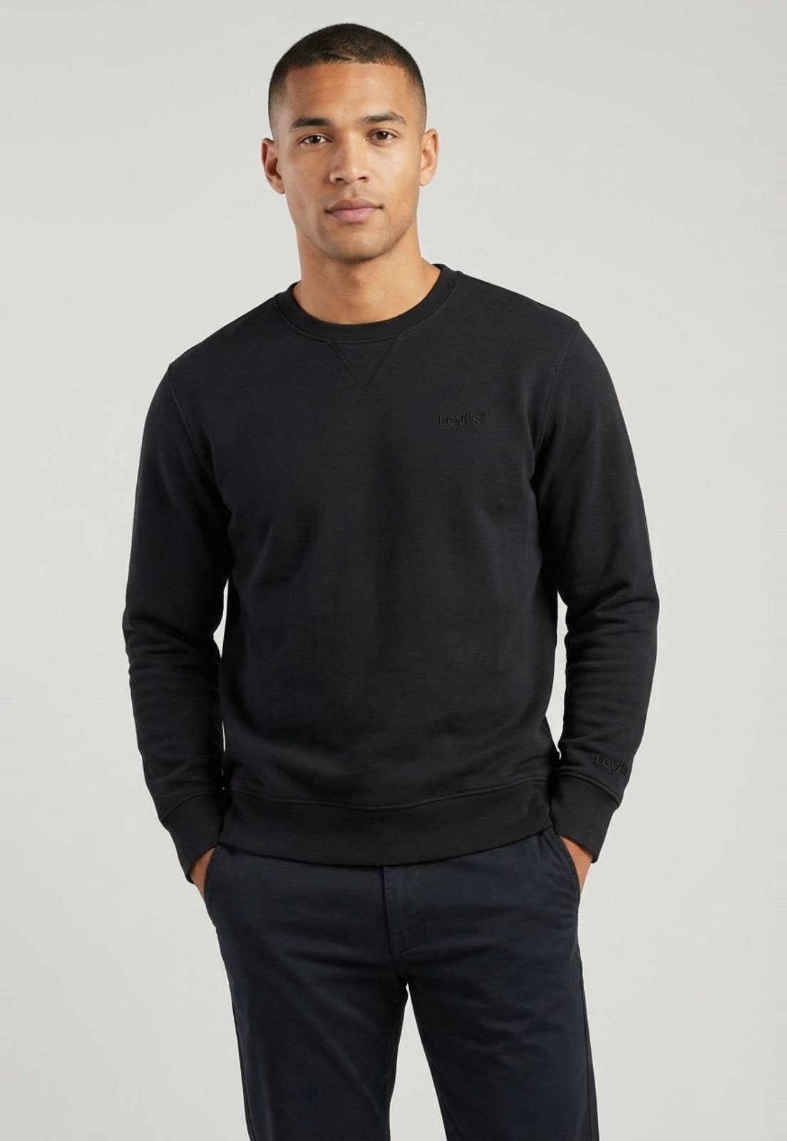 Blusa de Moletom Masculina Levis Authentic Crew Preta