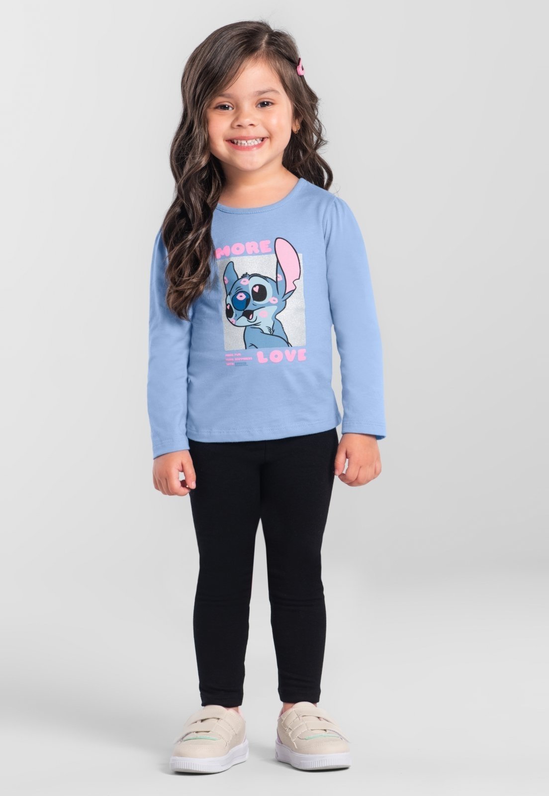 Infantil - Blusa menina do Stitch com glitter Brandili