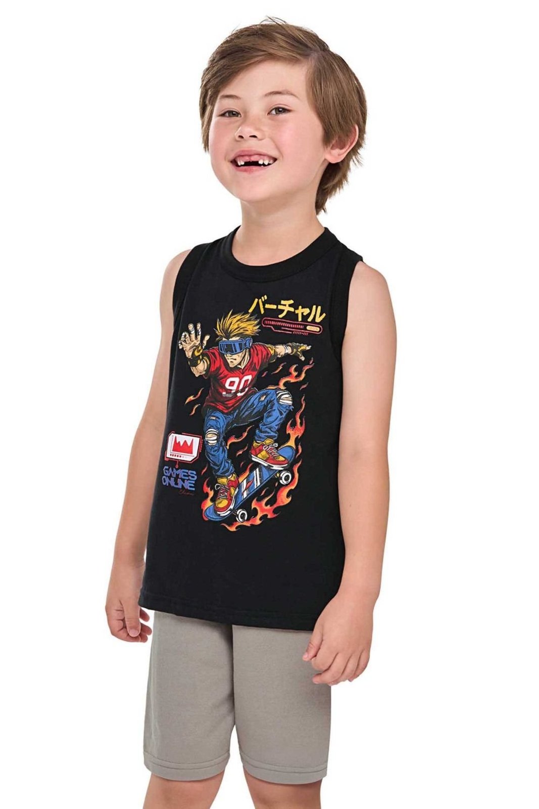 Infantil - Conjunto Menino Regata Meia Malha Elian Preto